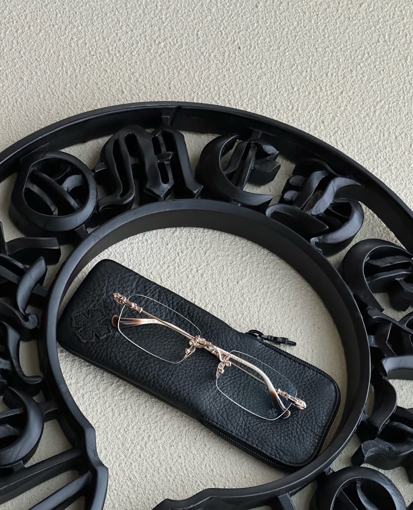 CHROME HEARTS Pills III Gold Plated Brown Bone Plastic (CHROME HEARTS 420)