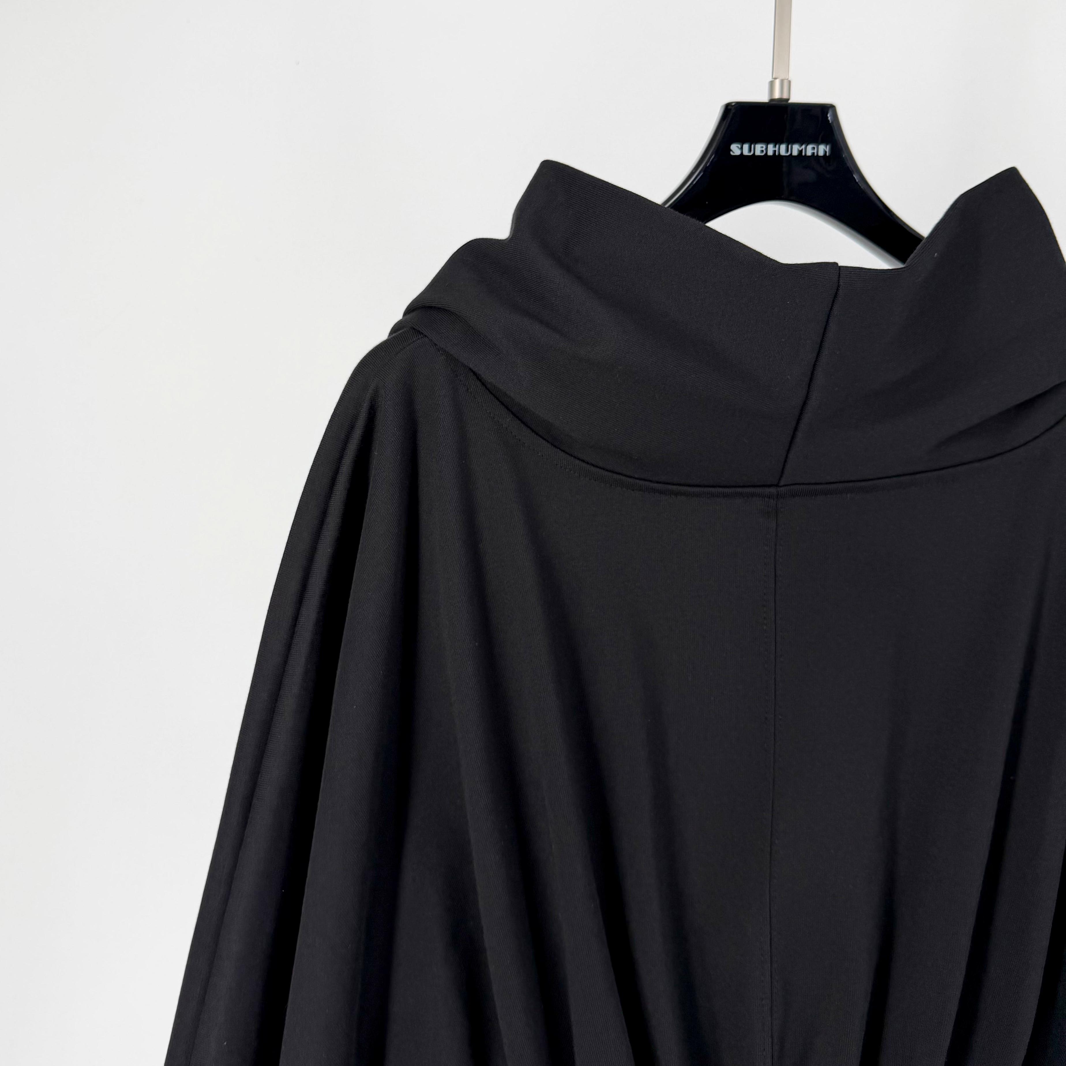 Rick Owens drkshdw Black drawstring hoodie（DS02E7236JDB09）