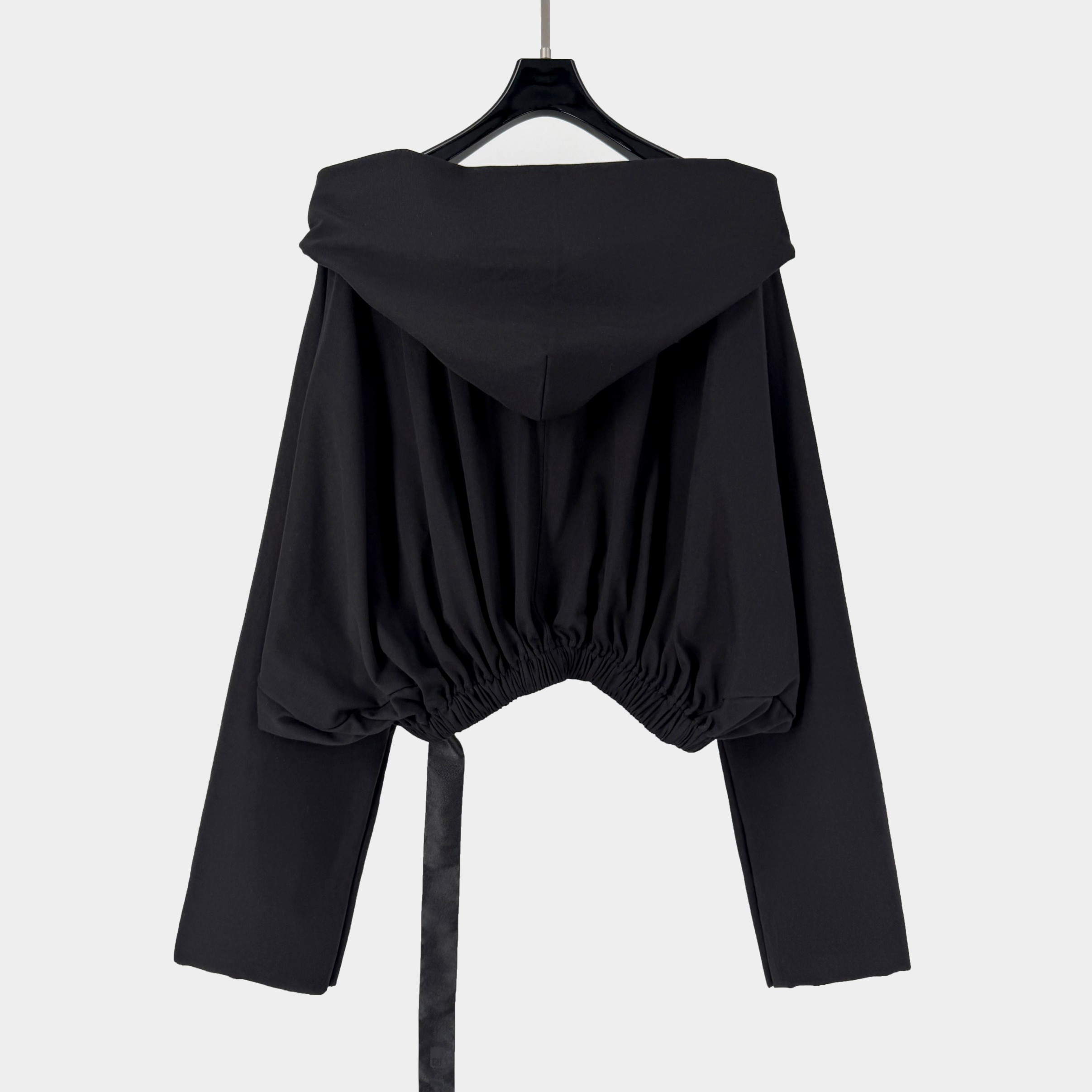 Rick Owens drkshdw Black drawstring hoodie（DS02E7236JDB09）
