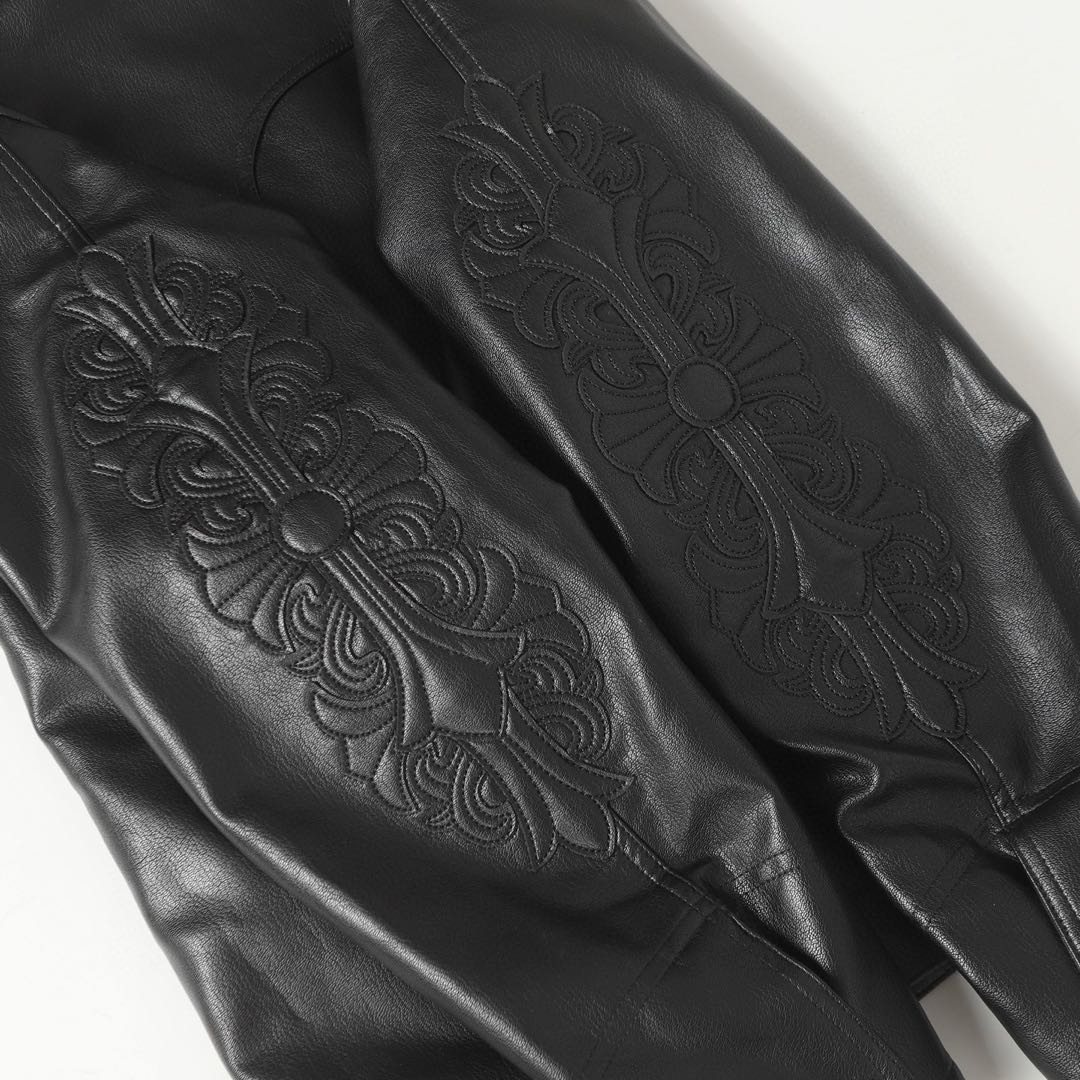 Chrome Hearts Flame vine embroidered leather jacket (CH-0000136）