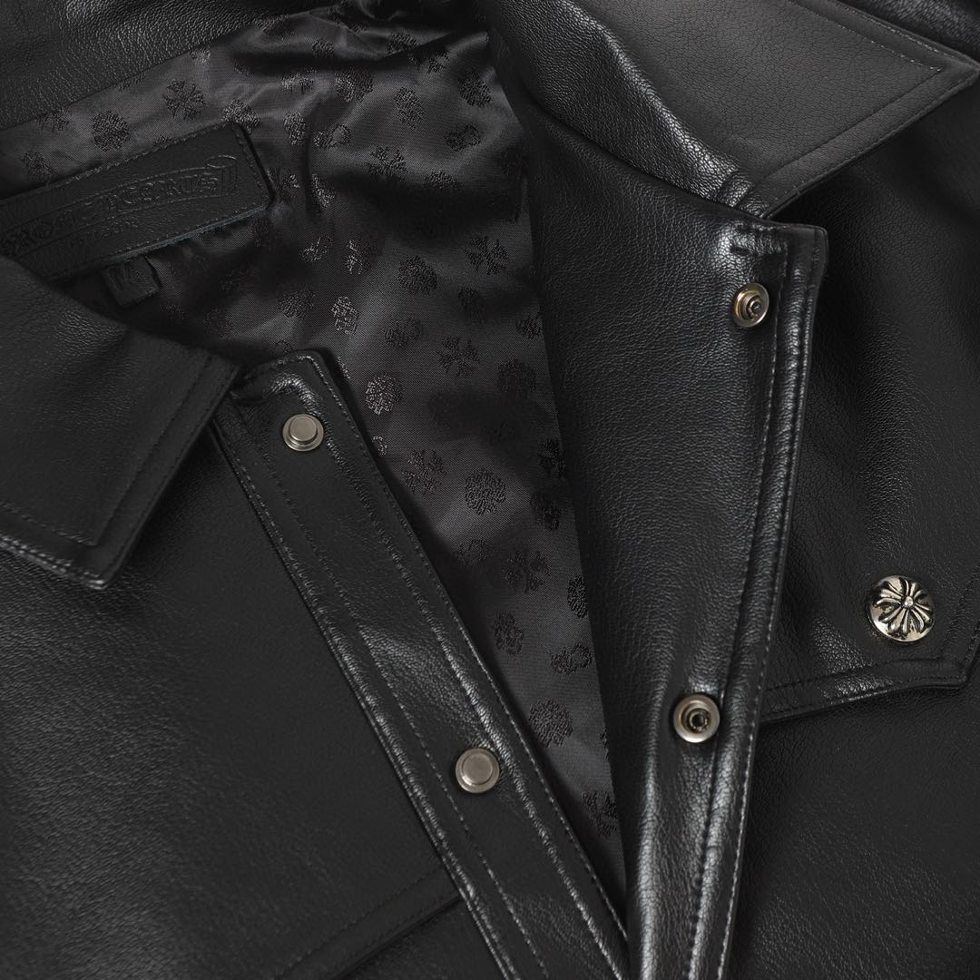 Chrome Hearts Flame vine embroidered leather jacket (CH-0000136）