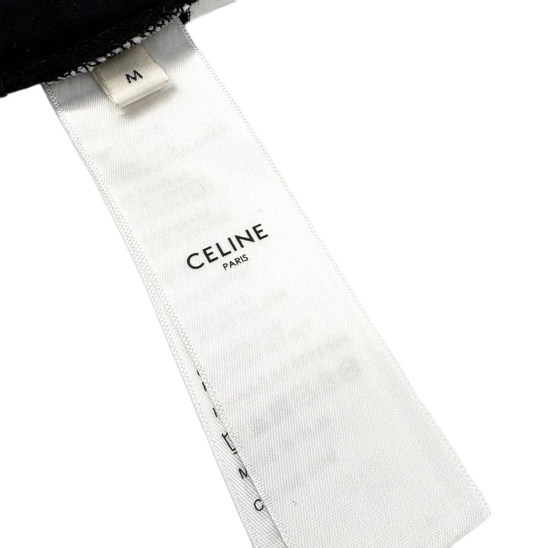 CELINE Triomphe Cotton Plain Knit Loose-fitting T-shirt - Black/White(RX02Q326E-38AW）