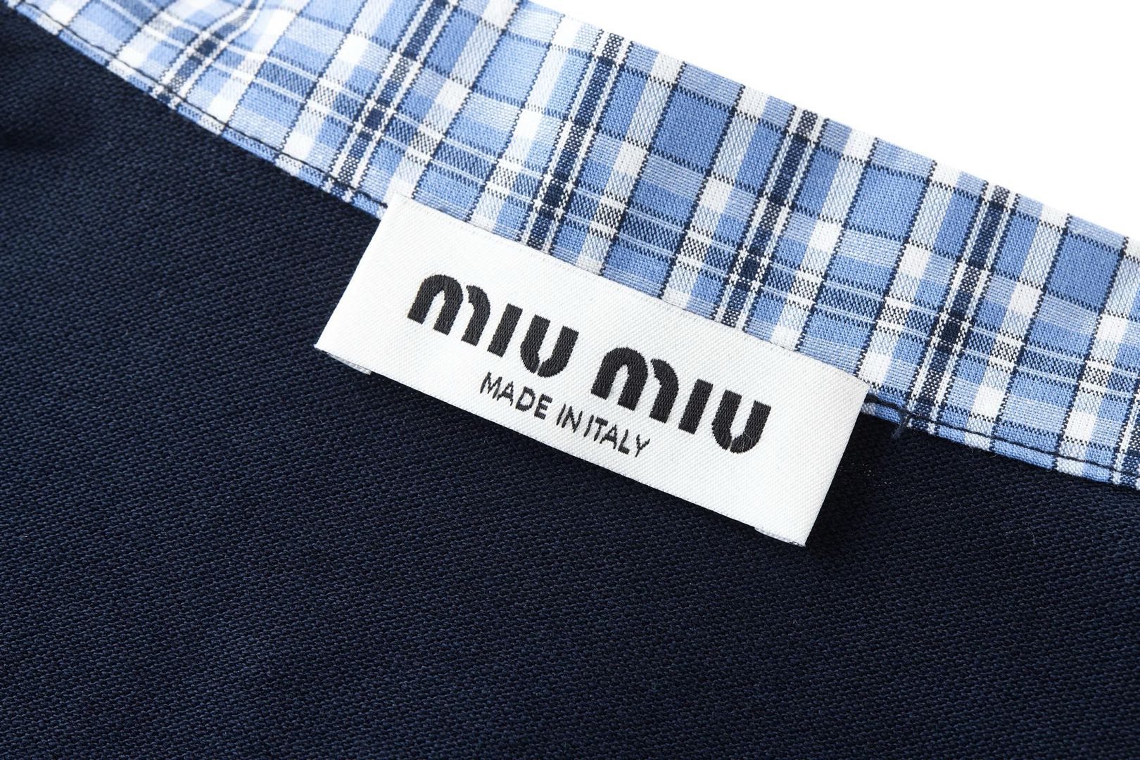 Miu Miu layered-effect Polo Shirt | Blue（MJN555-SOO-O15WD）