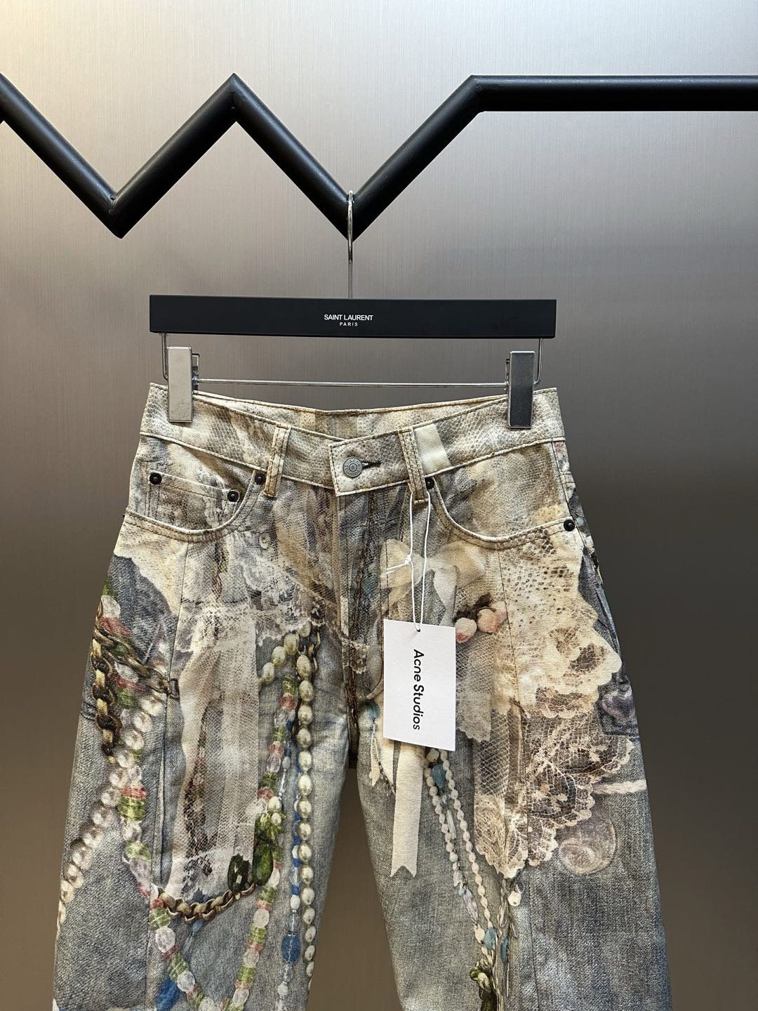 Acne Studios 1981 Printed Jeans White & Green (CK0134-AET）