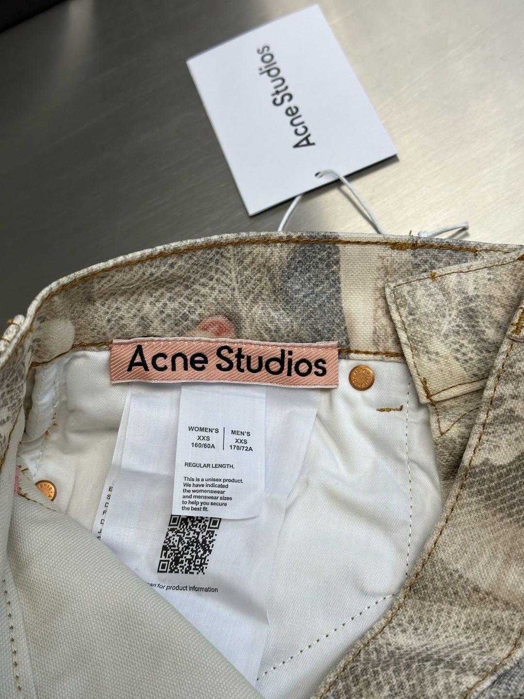 Acne Studios 1981 Printed Jeans White & Green (CK0134-AET）