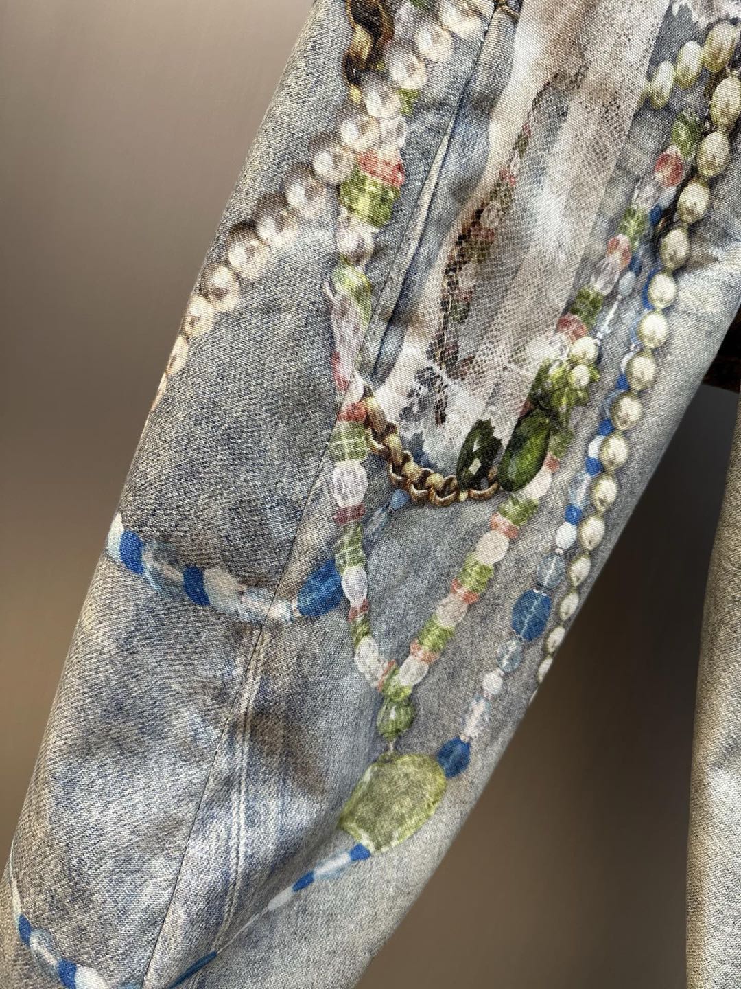Acne Studios 1981 Printed Jeans White & Green (CK0134-AET）