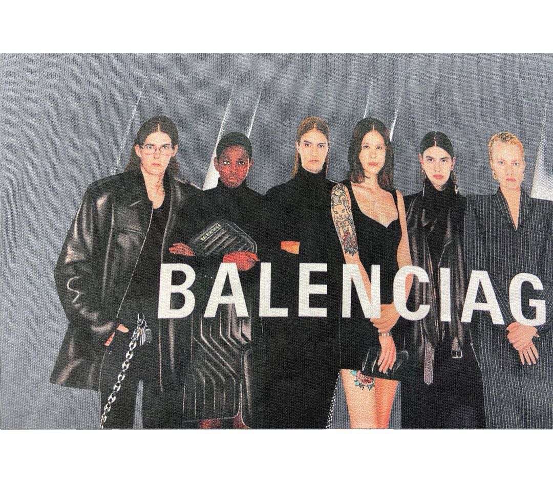 Balenciaga Band Portrait Printing Logo Retro Short Sleeve(620969TIV471404）