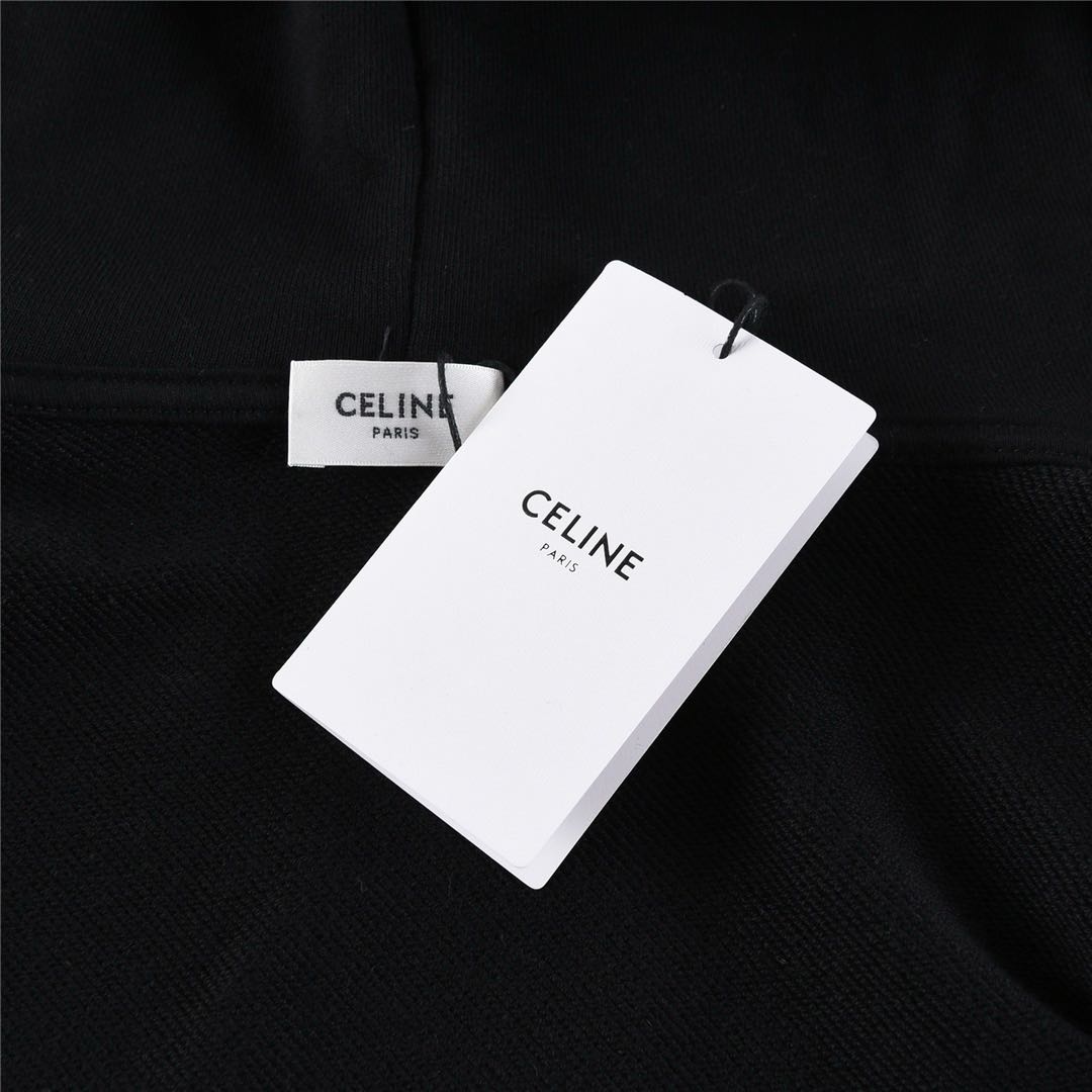 CELINE Celine Loose Sweatshirt / Cotton Fleece "Black/White" (2Y497052H-38AW）