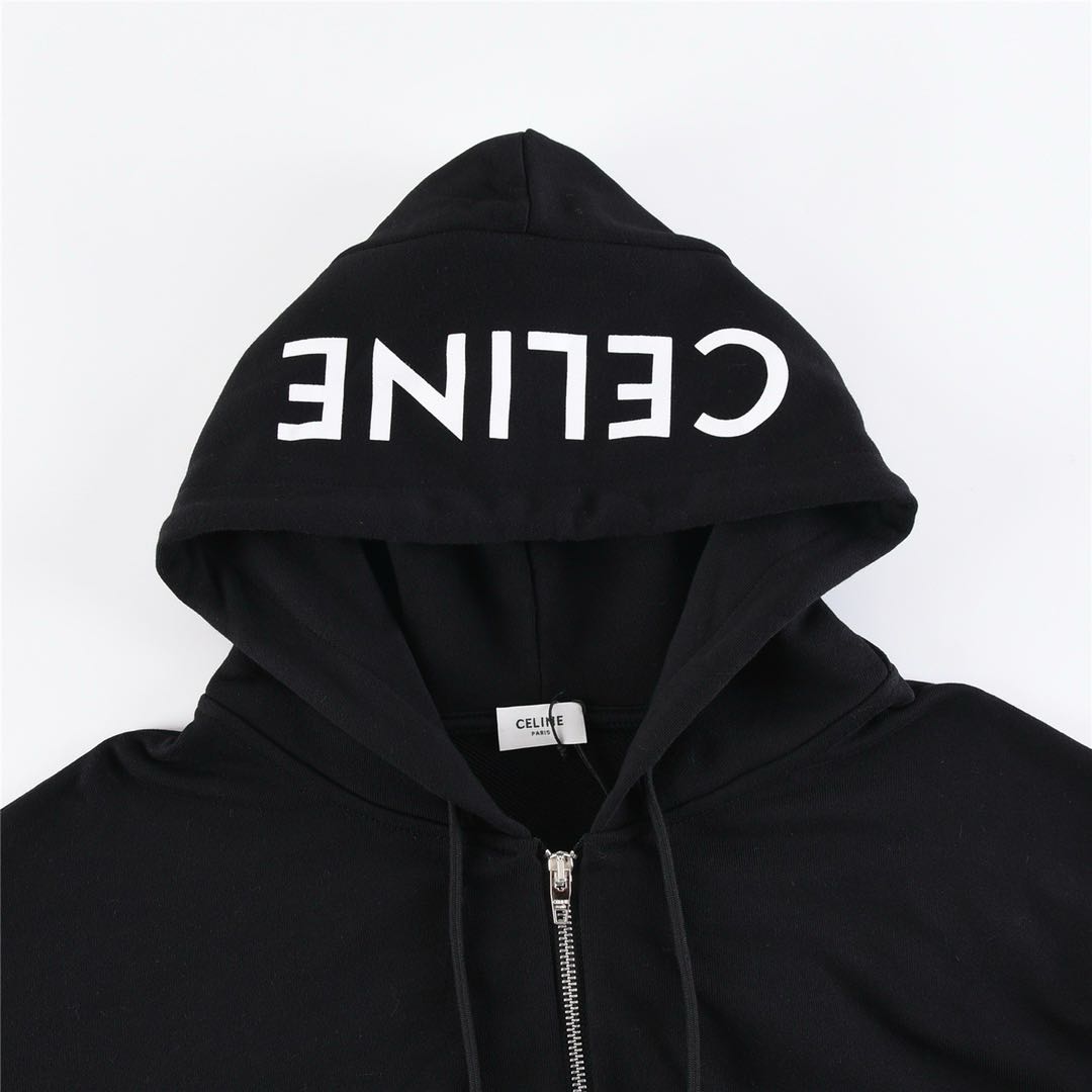 CELINE Celine Loose Sweatshirt / Cotton Fleece "Black/White" (2Y497052H-38AW）