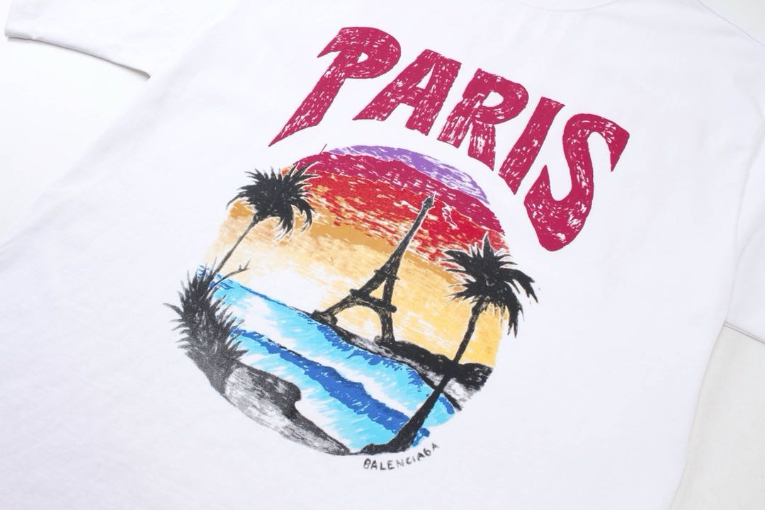 Balenciaga PARIS TROPICAL COTTON T-SHIRT（25UEFF77）