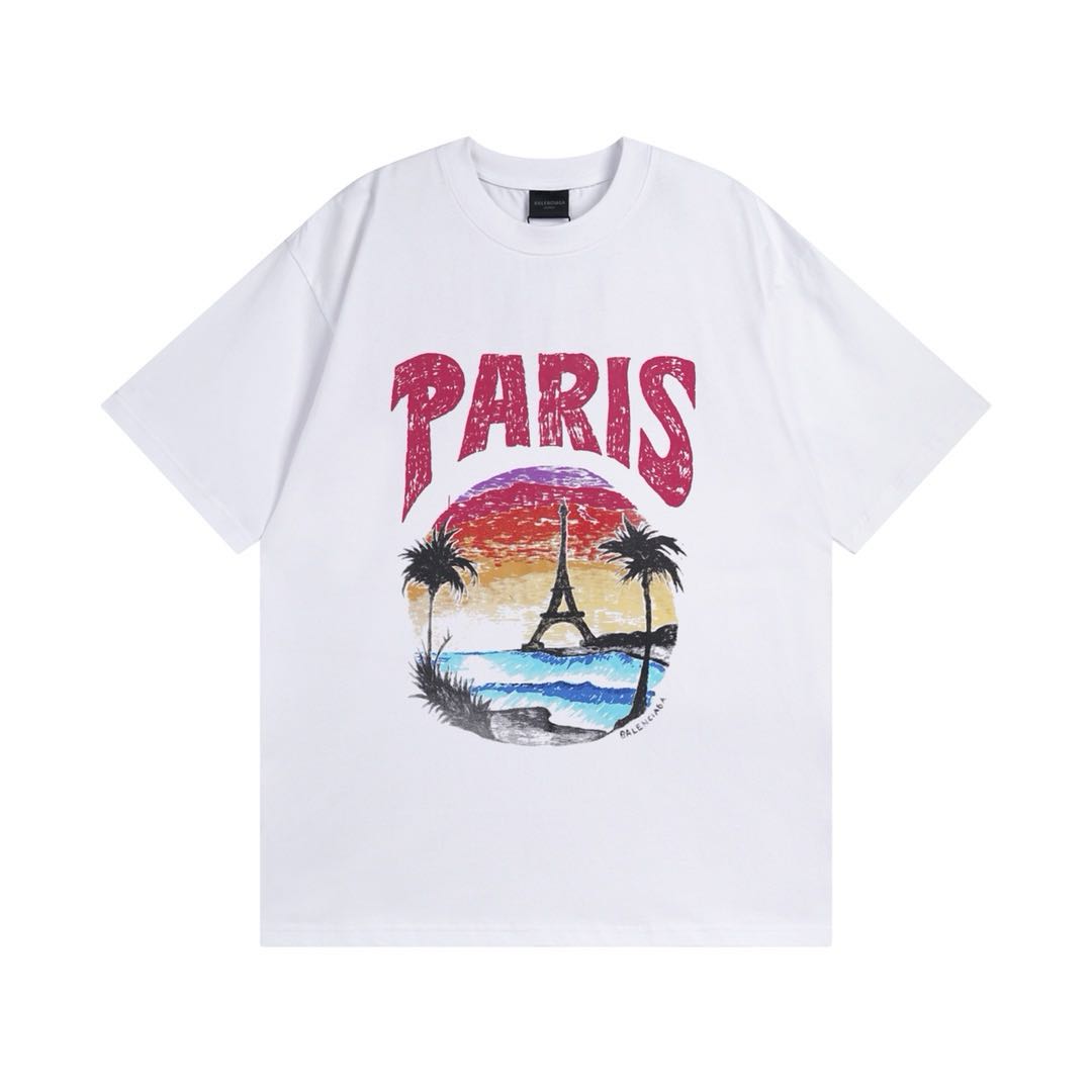Balenciaga PARIS TROPICAL COTTON T-SHIRT（25UEFF77）