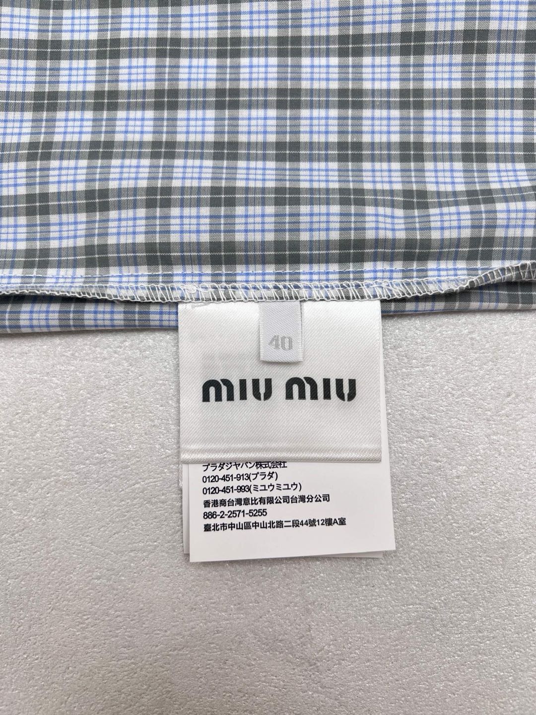 Miu Miu Checked Poplin Shirt（MK1959_196L_F073K_S_OOO）