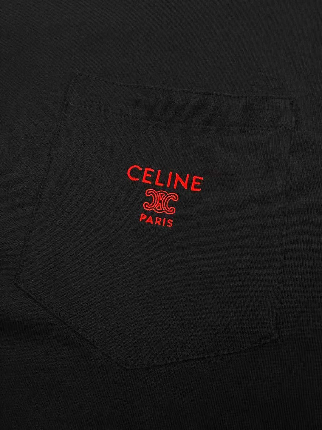 Celine cotton logo T-shirt (RX0I31242.GDX7）