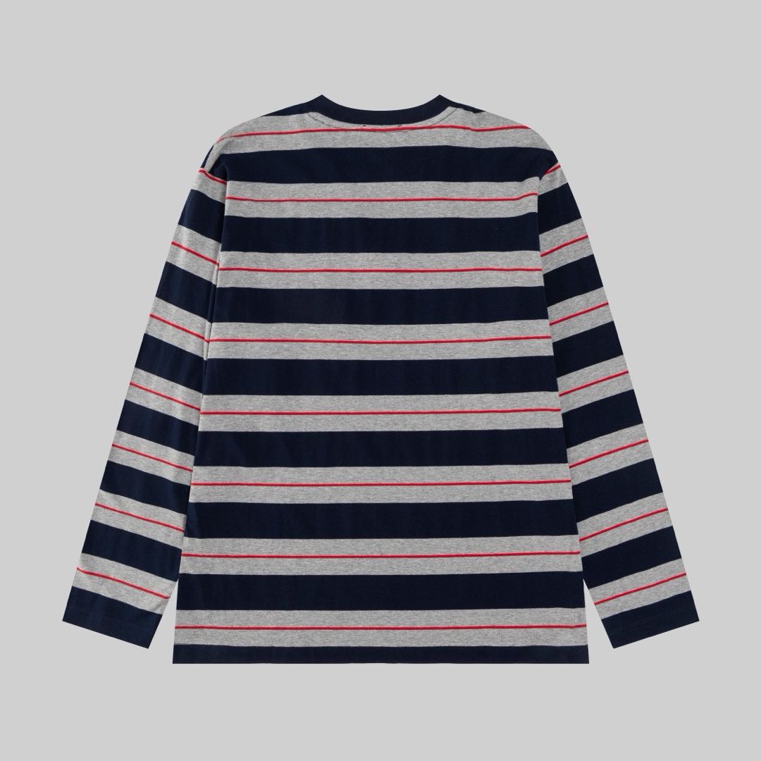 MIU MIU Long-sleeved cotton jersey T-shirt Bottle Gray/Navy（MJL014-14RT-F0S5G-S-OOO）