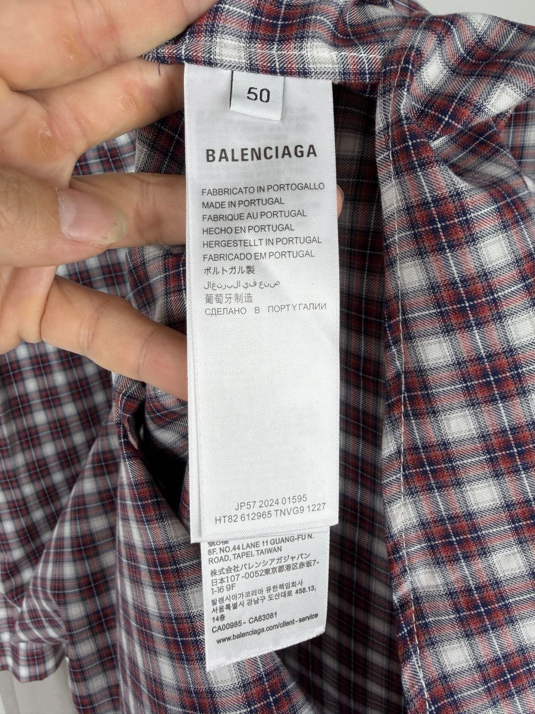 BALENCIAGA Design Sleeve Shirt "Red/Navy"(866543TUM176011）
