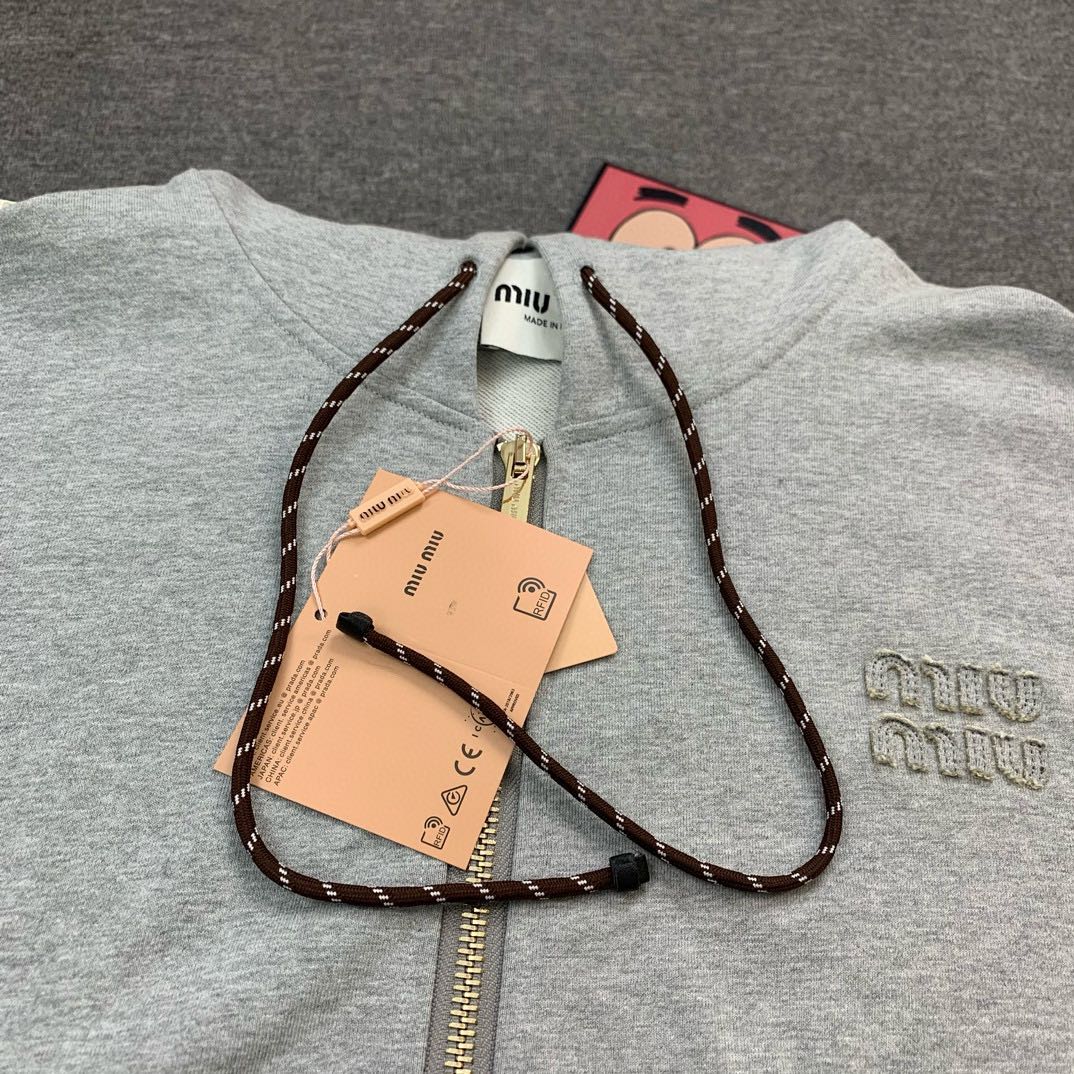 MIU MIU Cotton fleece zip-up hoodie（MJL023-15AU-F0031-S-OOO）