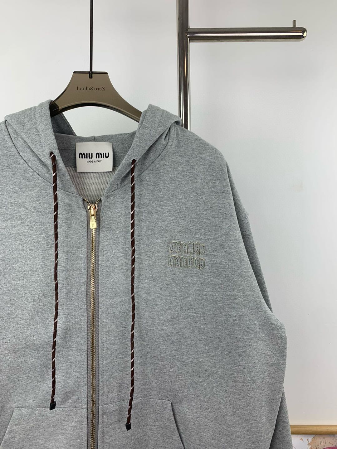 MIU MIU Cotton fleece zip-up hoodie（MJL023-15AU-F0031-S-OOO）