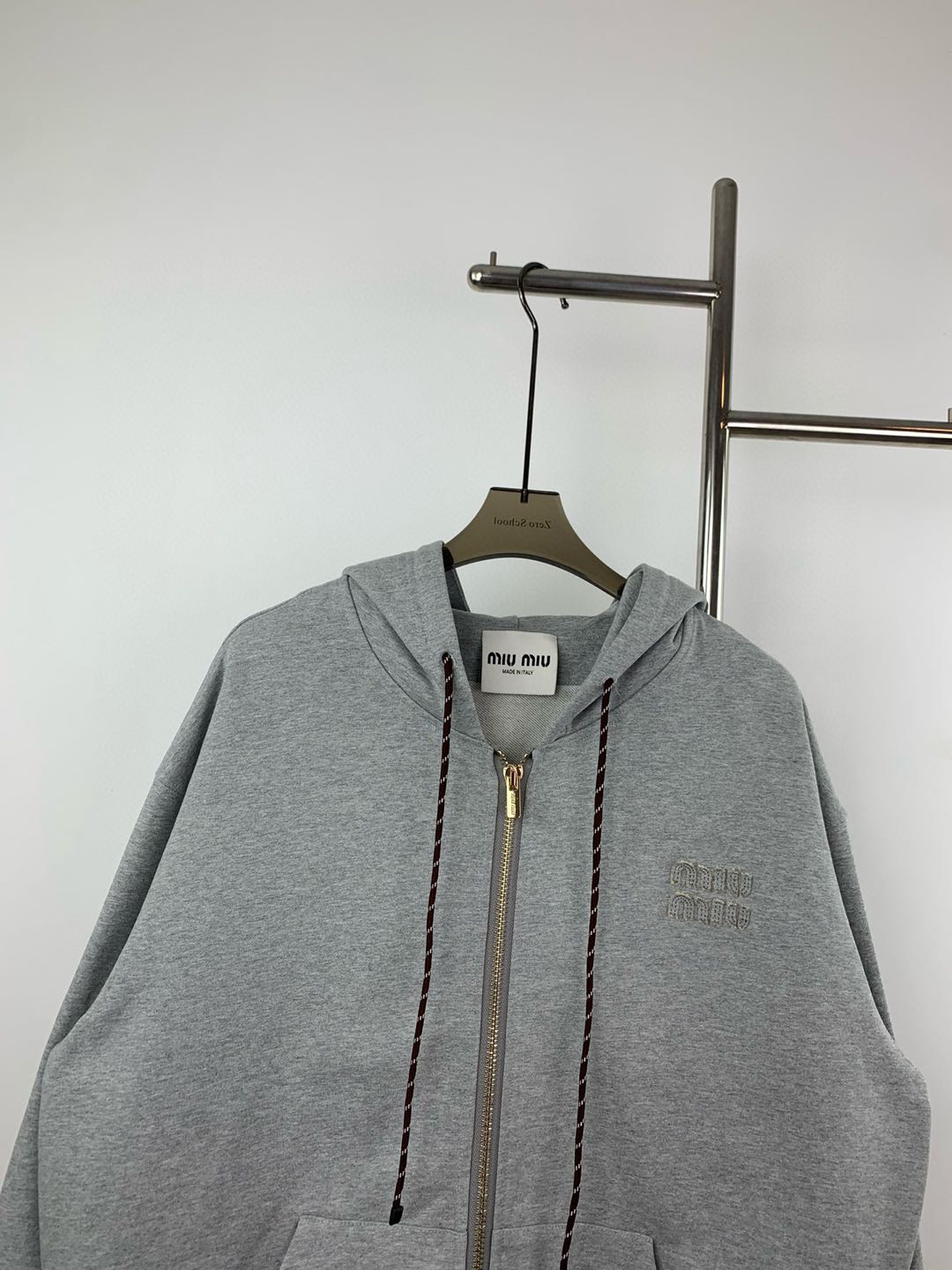 MIU MIU Cotton fleece zip-up hoodie（MJL023-15AU-F0031-S-OOO）
