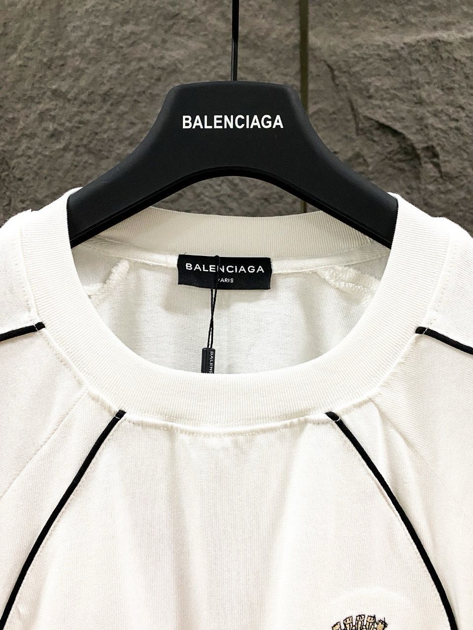 BALENCIAGA Men's Paris Soccer Long Sleeve T-Shirt Oversized "Black/White"(778972TPVT71070）