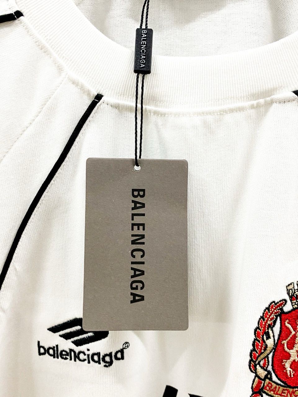 BALENCIAGA Men's Paris Soccer Long Sleeve T-Shirt Oversized "Black/White"(778972TPVT71070）