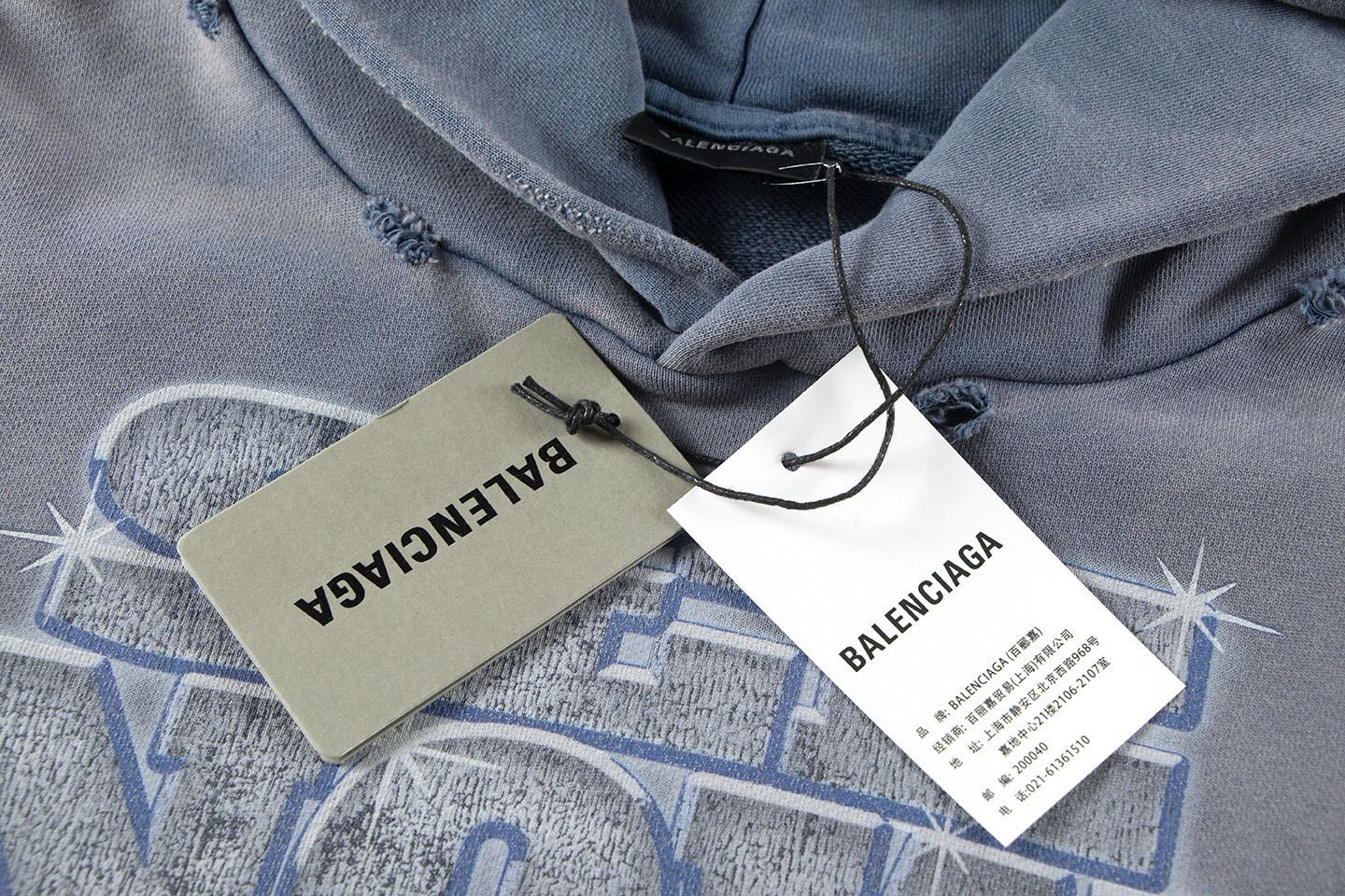  Balenciaga Snbn Hoodie 'Blue' (739024TQVE74108）