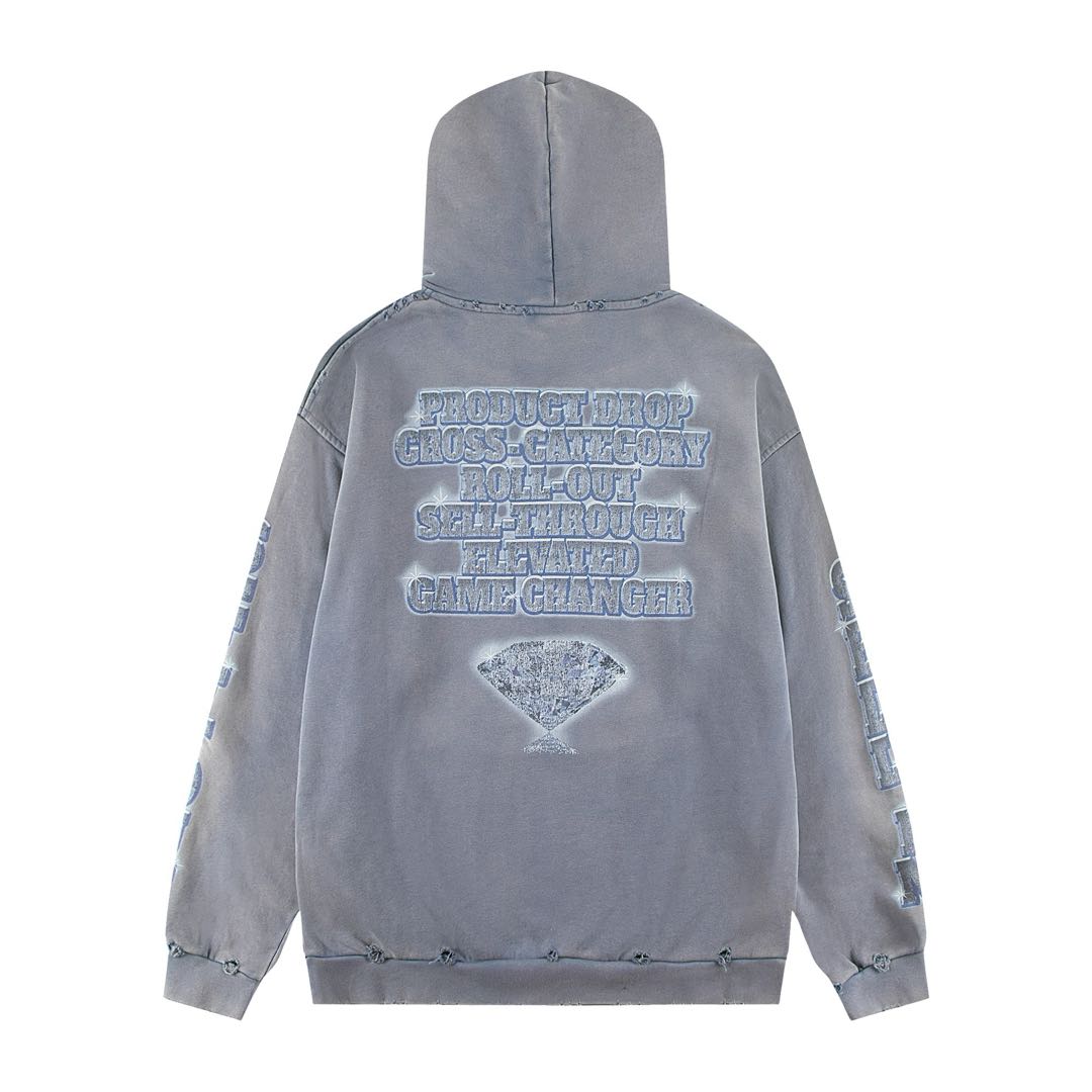  Balenciaga Snbn Hoodie 'Blue' (739024TQVE74108）