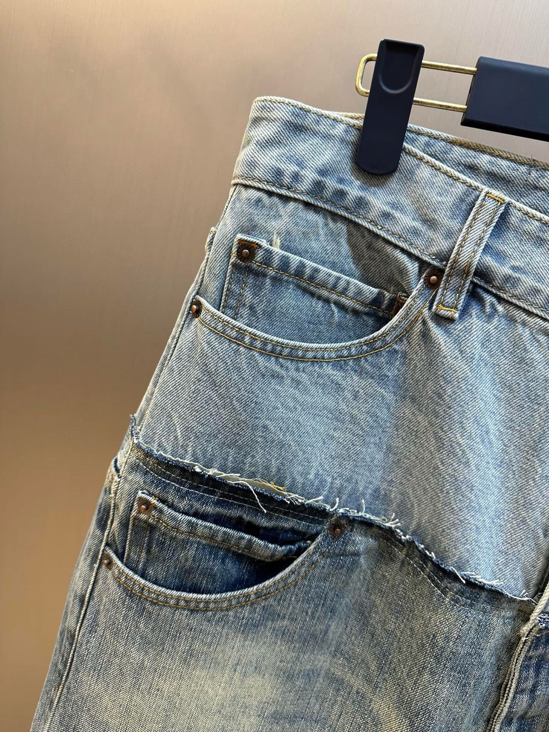 [Copy]BALENCIAGA Men's Cut-up Baggy Pants in Blue（805094TRW903969）