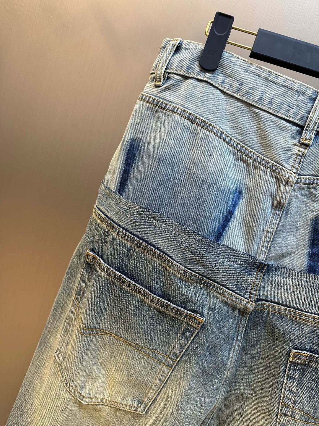 [Copy]BALENCIAGA Men's Cut-up Baggy Pants in Blue（805094TRW903969）