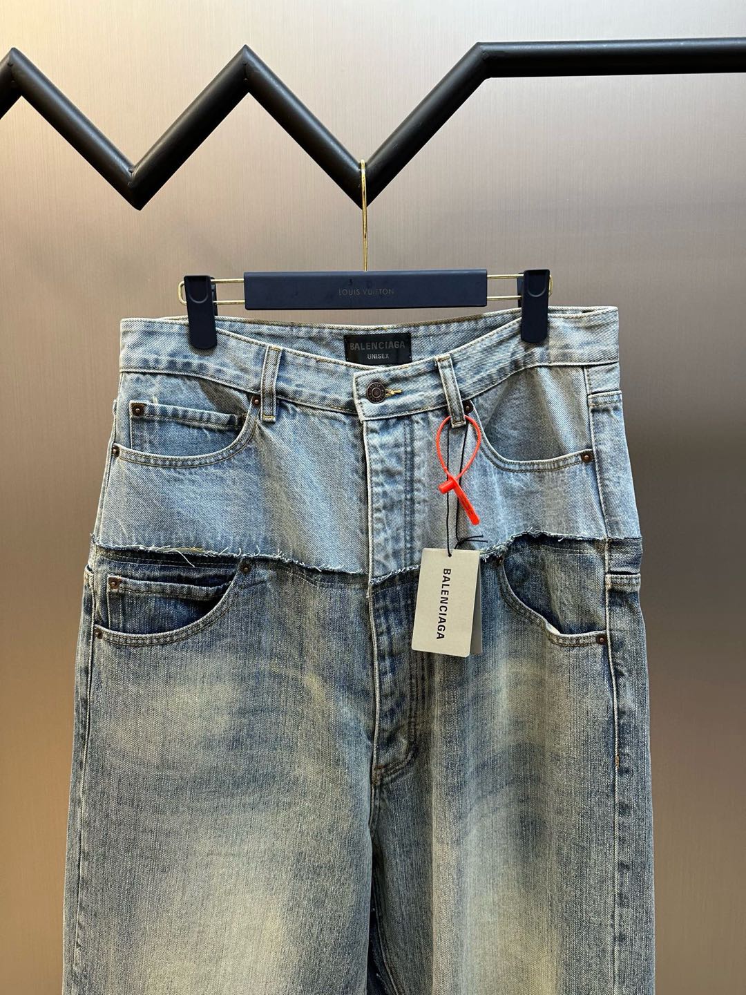 [Copy]BALENCIAGA Men's Cut-up Baggy Pants in Blue（805094TRW903969）