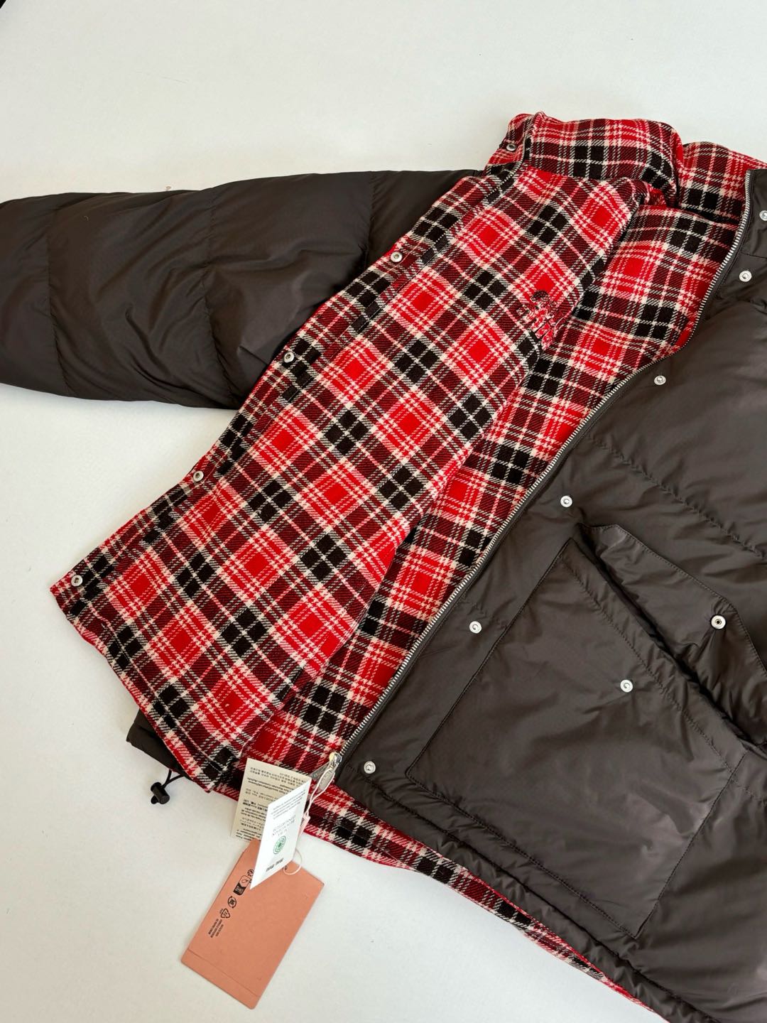 MIUMIU Technical pongé reversible down jacket （ML1382-18RB-F0789-S-OOO）