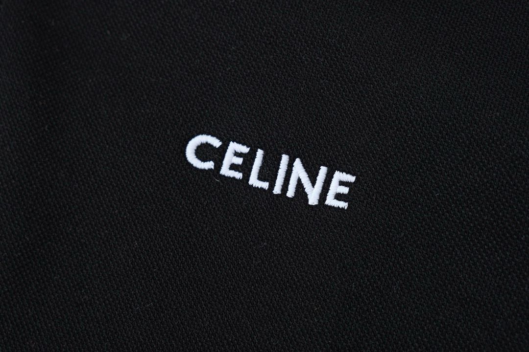 Celine embroidered cotton piqué polo shirt (2X68E043F-01OB）