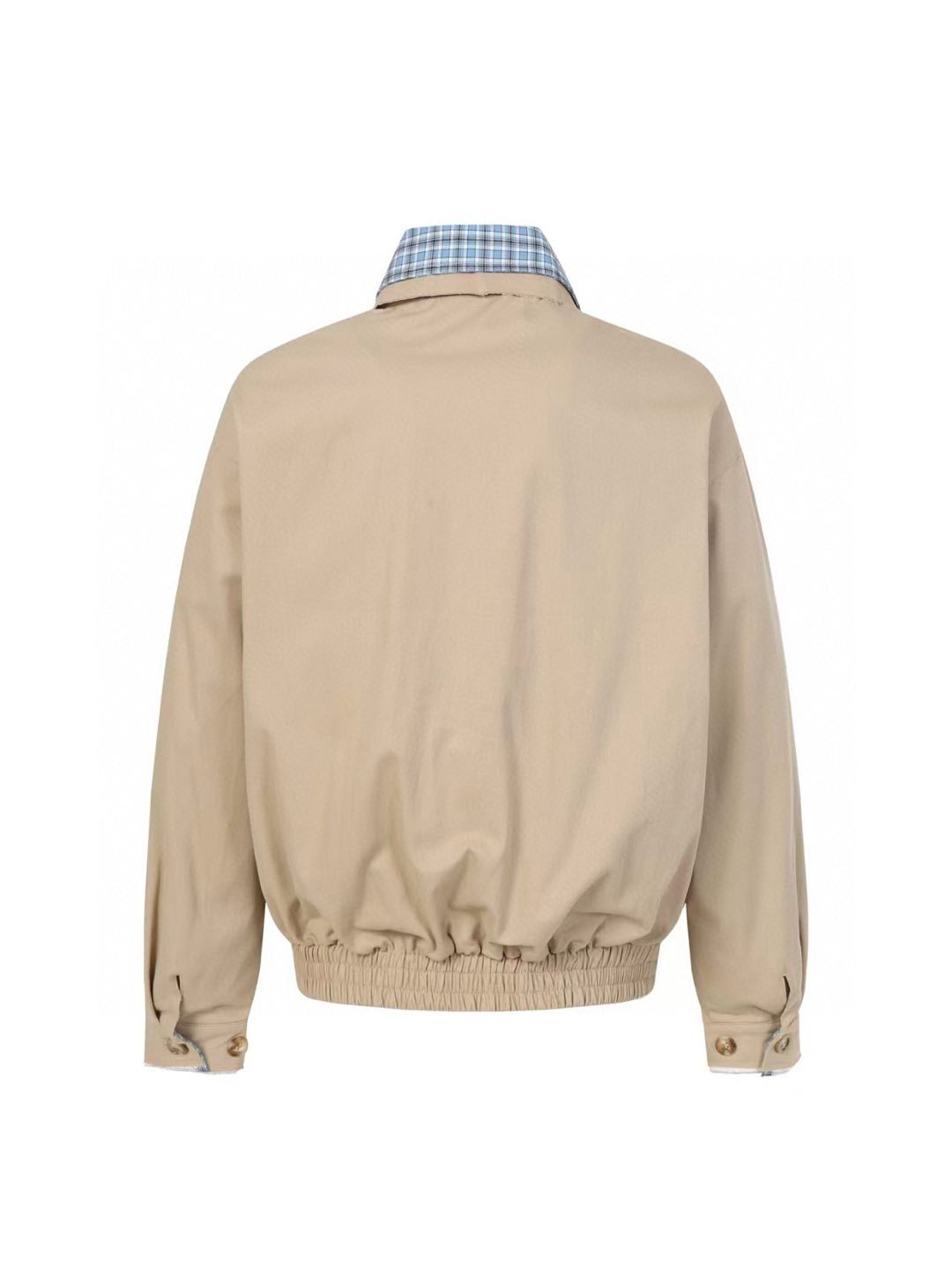 MIU MIU logo detachable plaid collar zip-up bomber jacket（ML1216-1UPX-F0065-S-OOO）