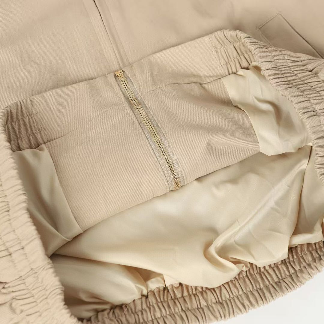 MIU MIU logo detachable plaid collar zip-up bomber jacket（ML1216-1UPX-F0065-S-OOO）