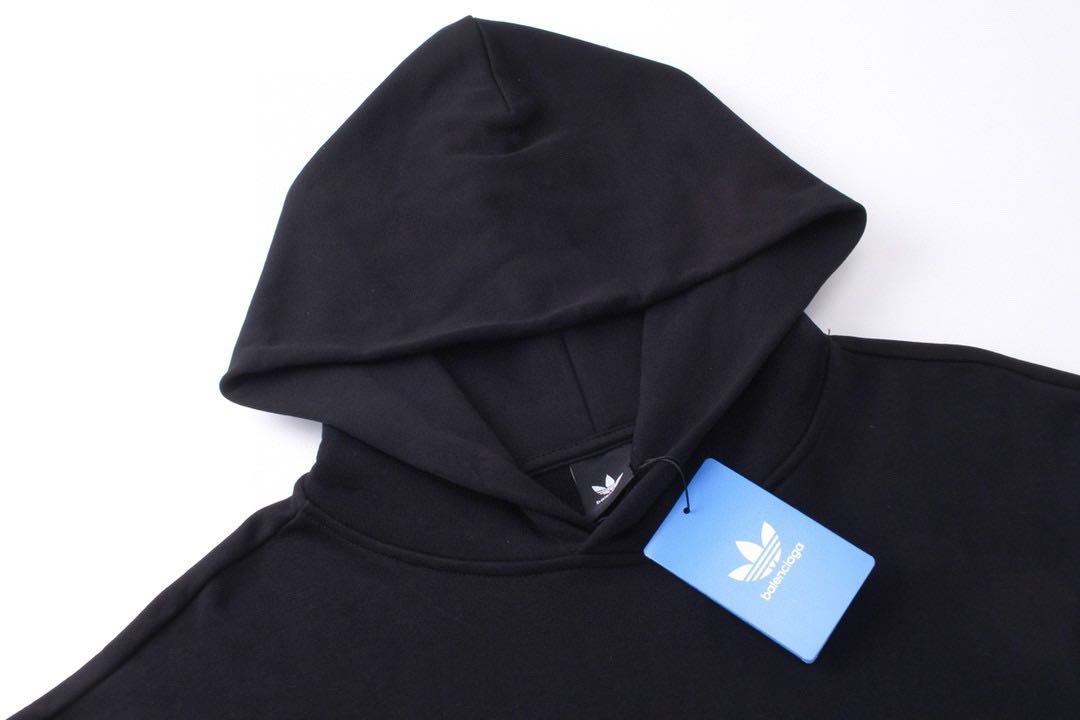 Balenciaga x adidas Logo Oversized Hoodie 'Black White'(712396TNVA91070）