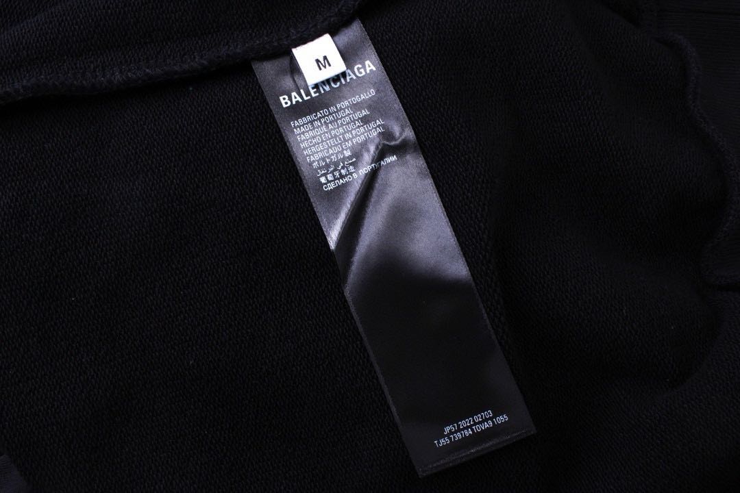 Balenciaga x adidas Logo Oversized Hoodie 'Black White'(712396TNVA91070）