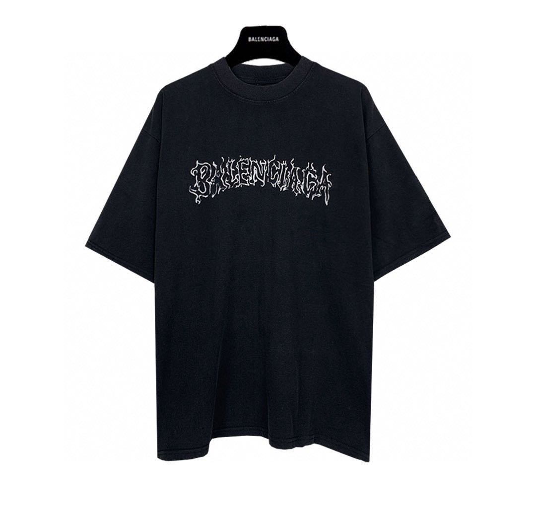 BALENCIAGA Loose-fitting Printed Short-sleeved Crew Neck T-shirt（641675TPVQ11569）