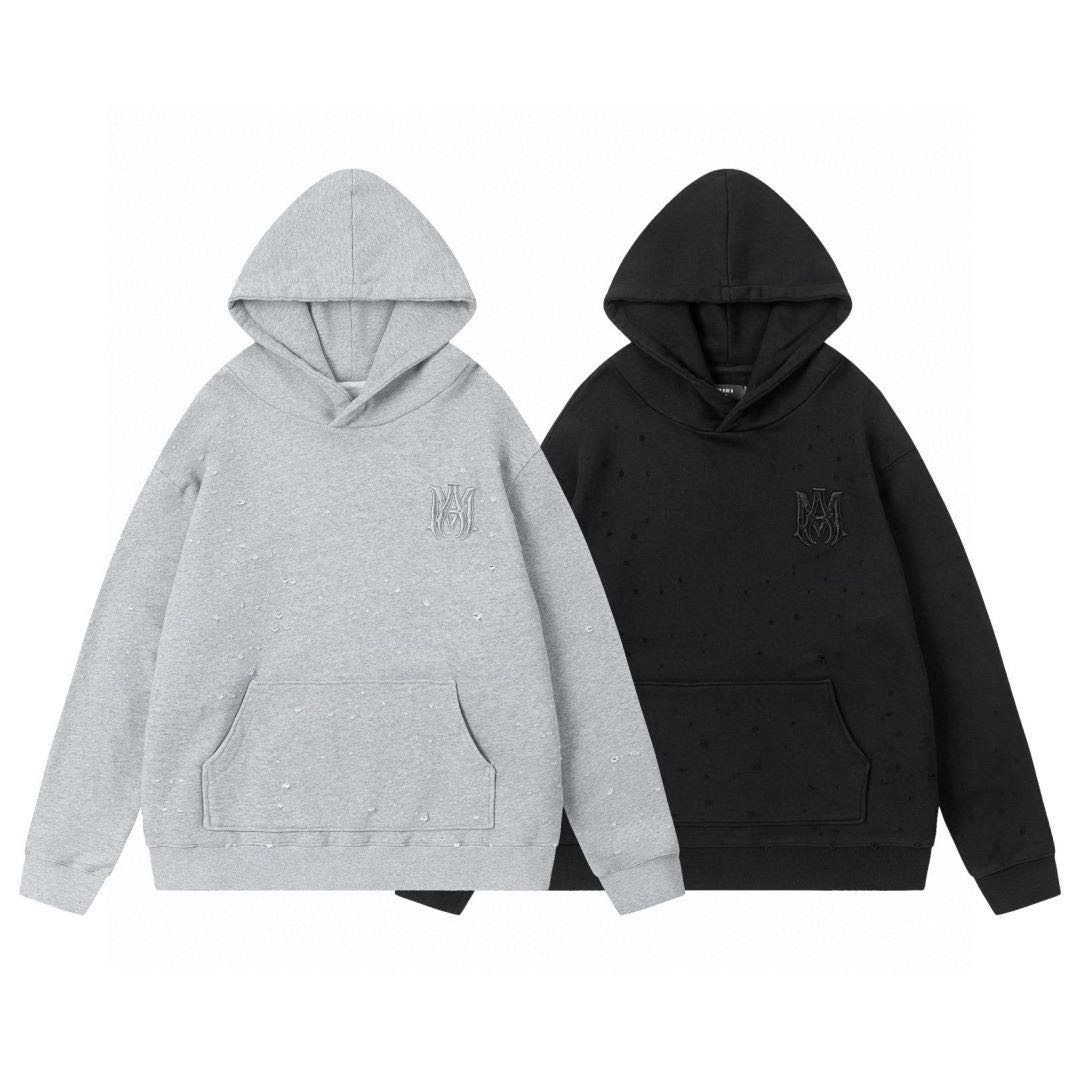 AMIRI MA Shotgun Embroidered Logo Hoodie Grey (AMJYHD1041-030）