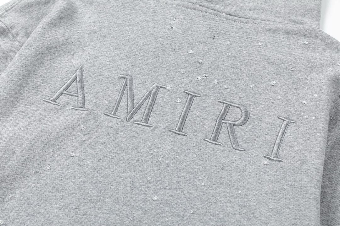 AMIRI MA Shotgun Embroidered Logo Hoodie Grey (AMJYHD1041-030）