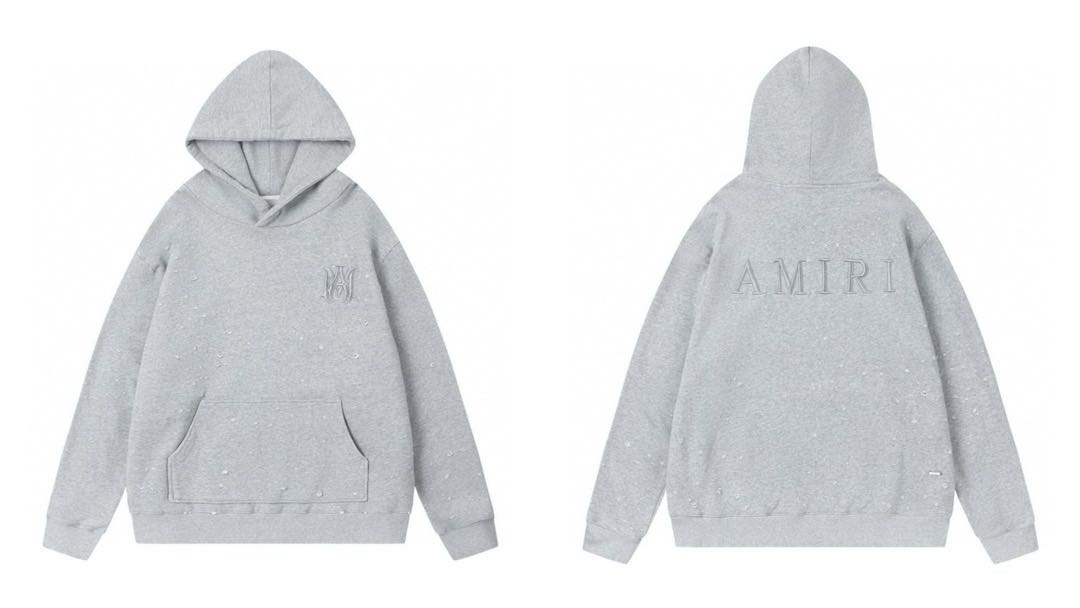 AMIRI MA Shotgun Embroidered Logo Hoodie Grey (AMJYHD1041-030）