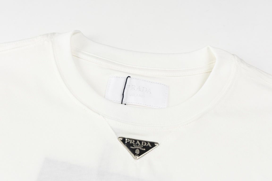 PRADA Cotton short sleeve T-shirt  (POIZON240514148）