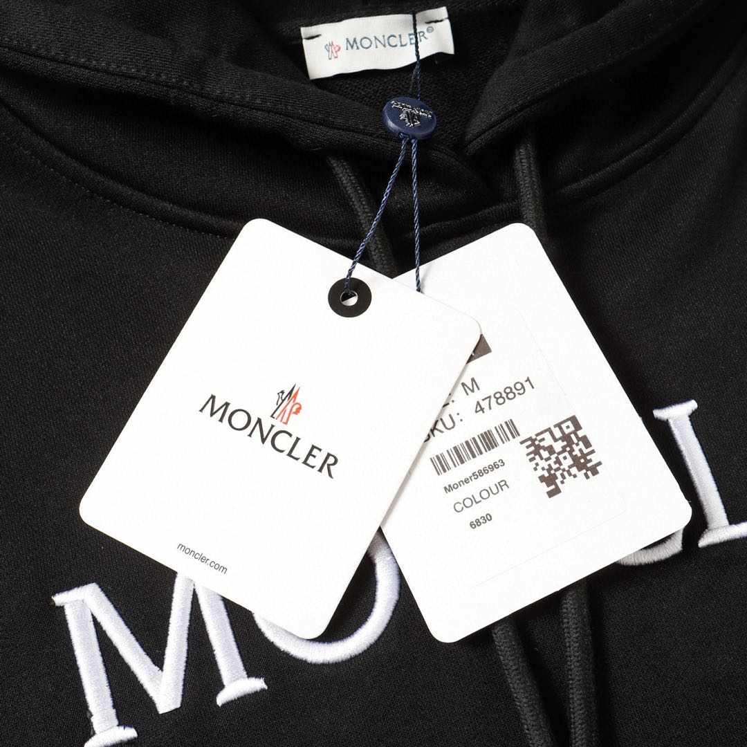 MONCLER Logo Cotton Fleece Hoodie Long Sleeve（I20938G0002689A1K999）