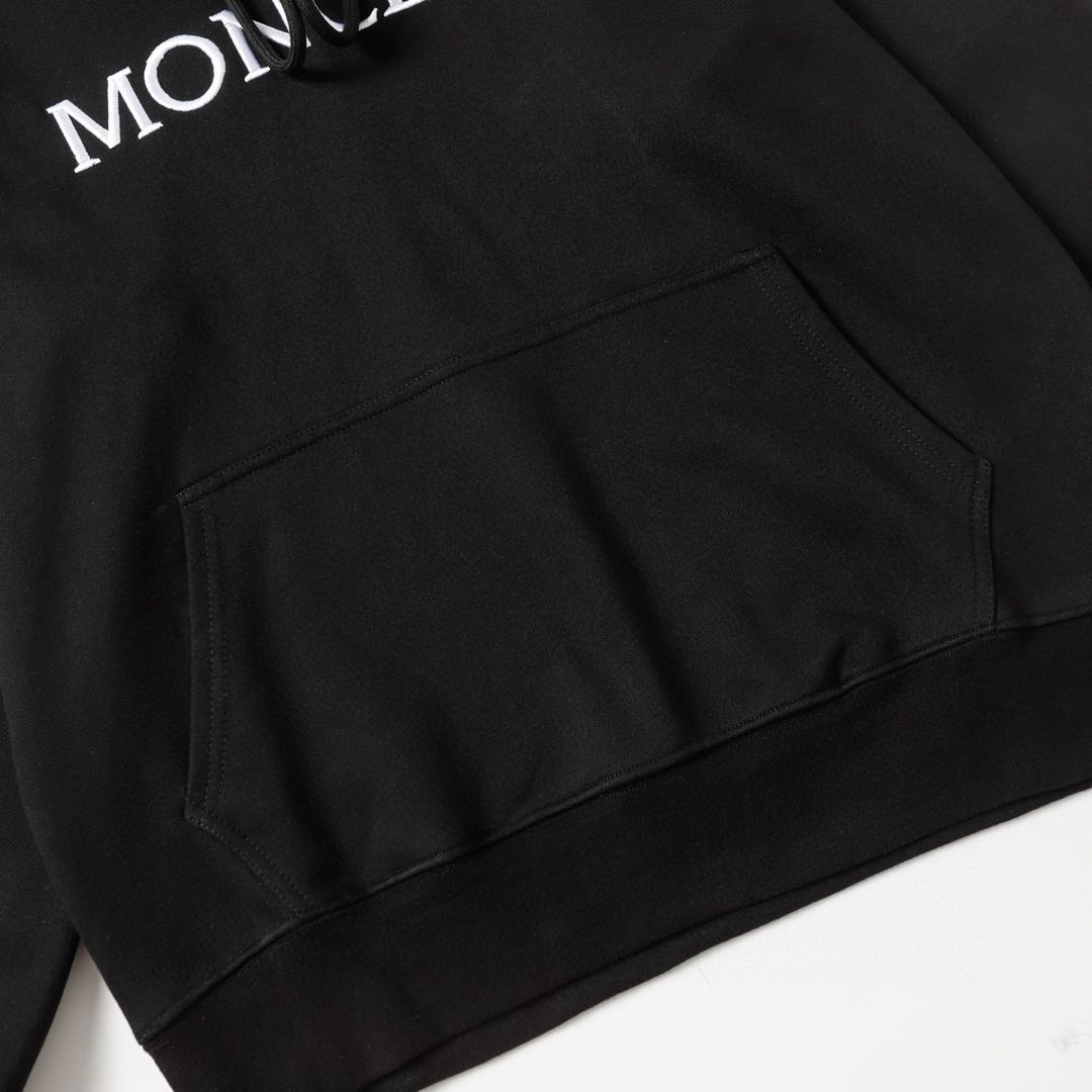 MONCLER Logo Cotton Fleece Hoodie Long Sleeve（I20938G0002689A1K999）