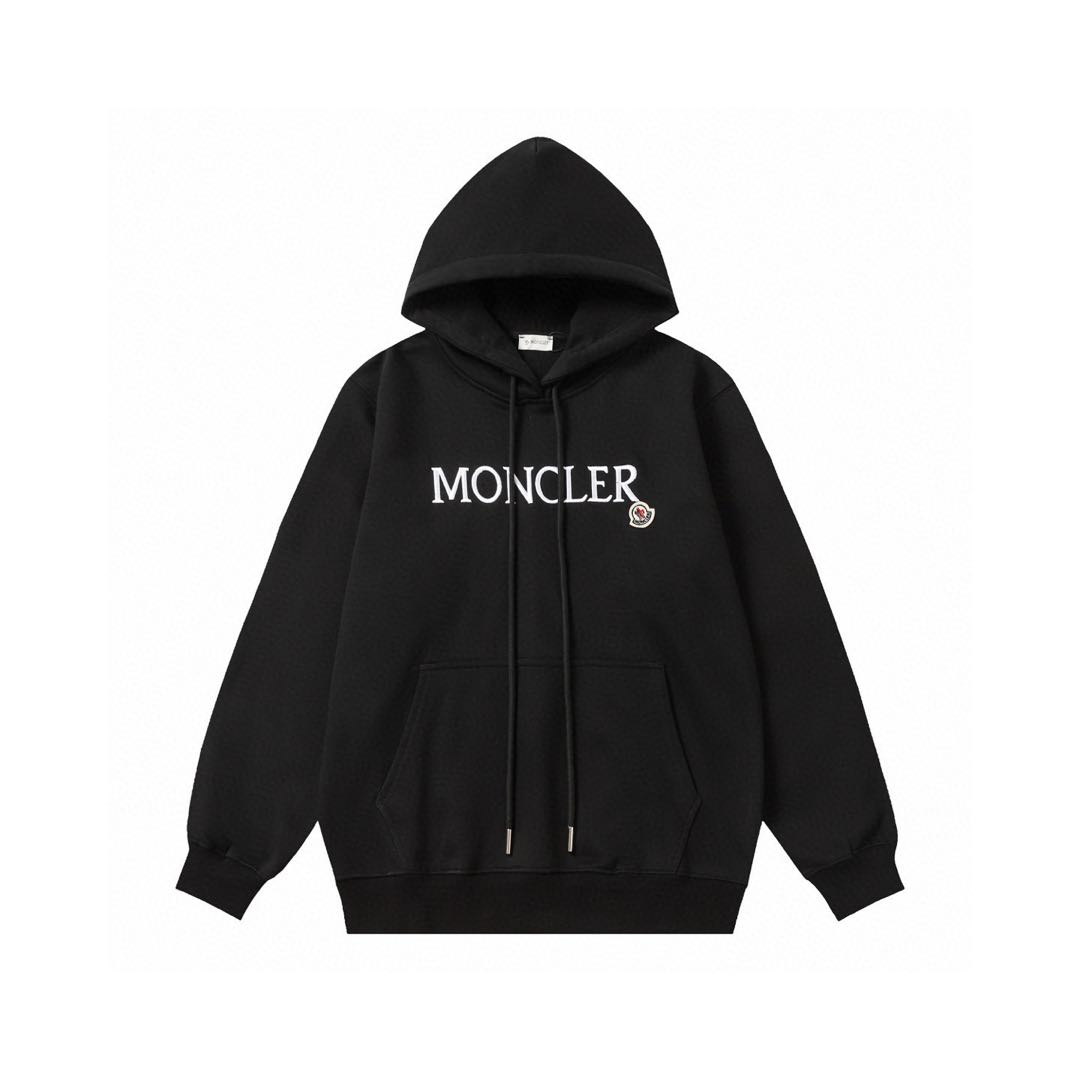 MONCLER Logo Cotton Fleece Hoodie Long Sleeve（I20938G0002689A1K999）