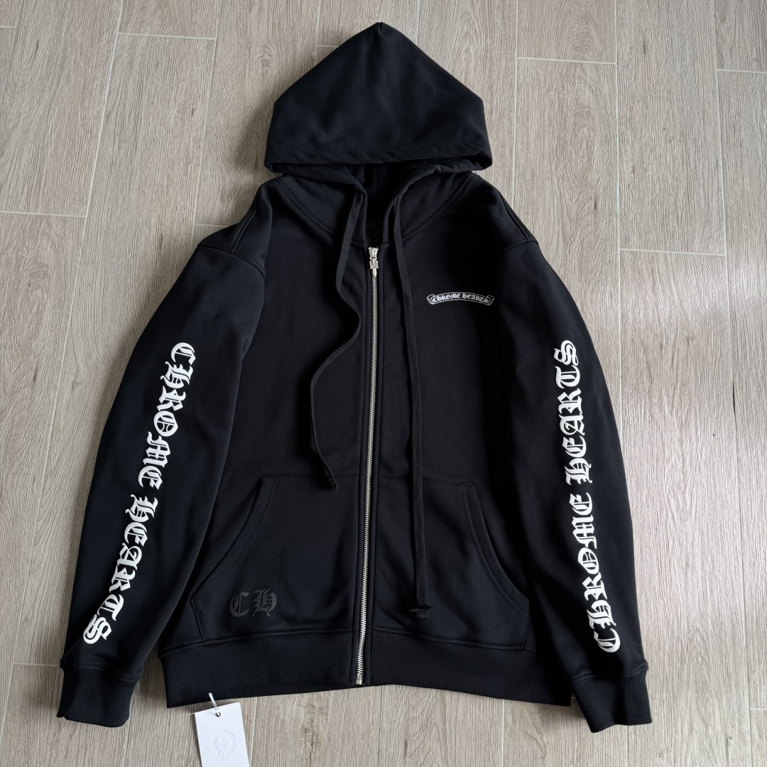 Chrome Hearts Scroll Logo Fleece Zip-Up Hoodie (CH-25-107）