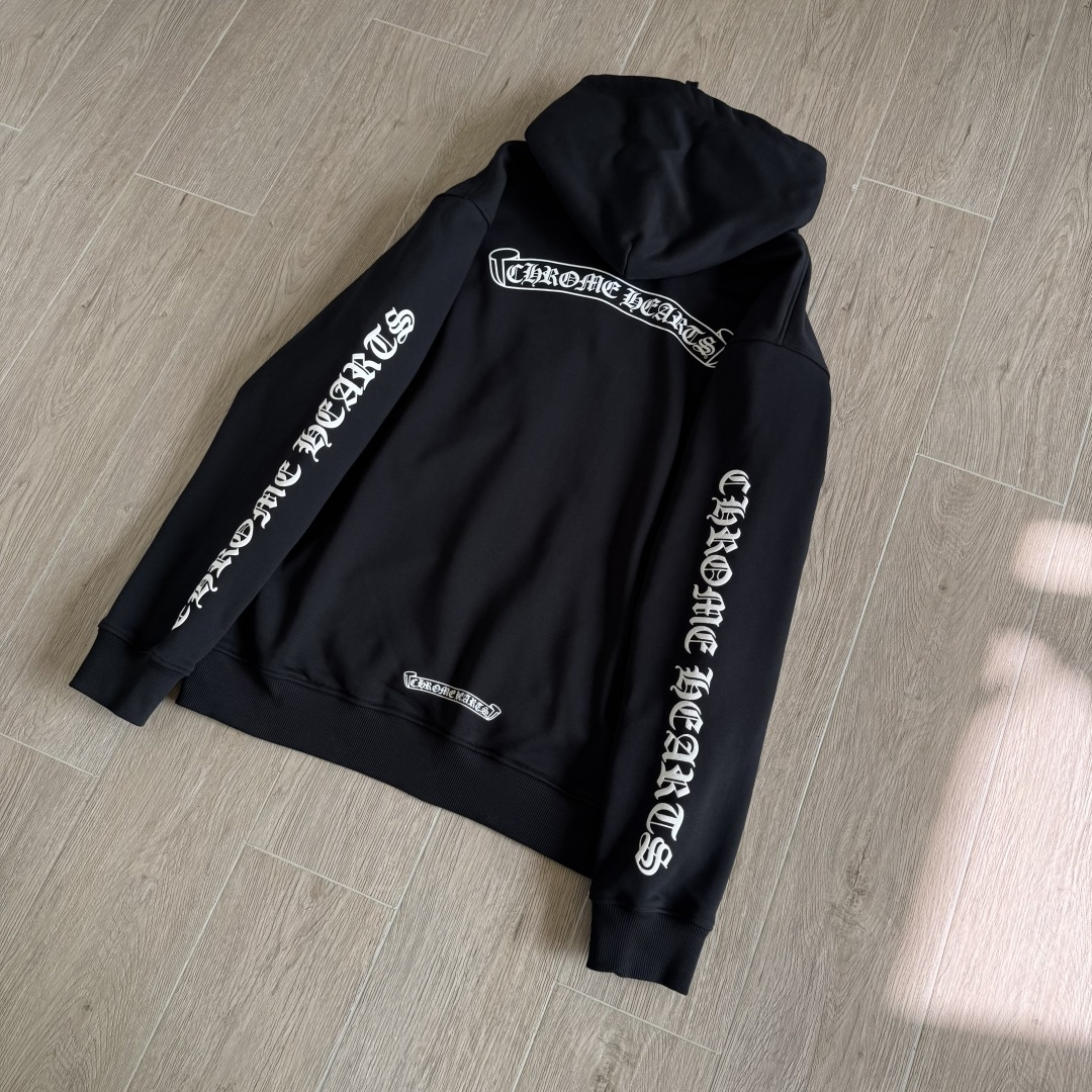 Chrome Hearts Scroll Logo Fleece Zip-Up Hoodie (CH-25-107）