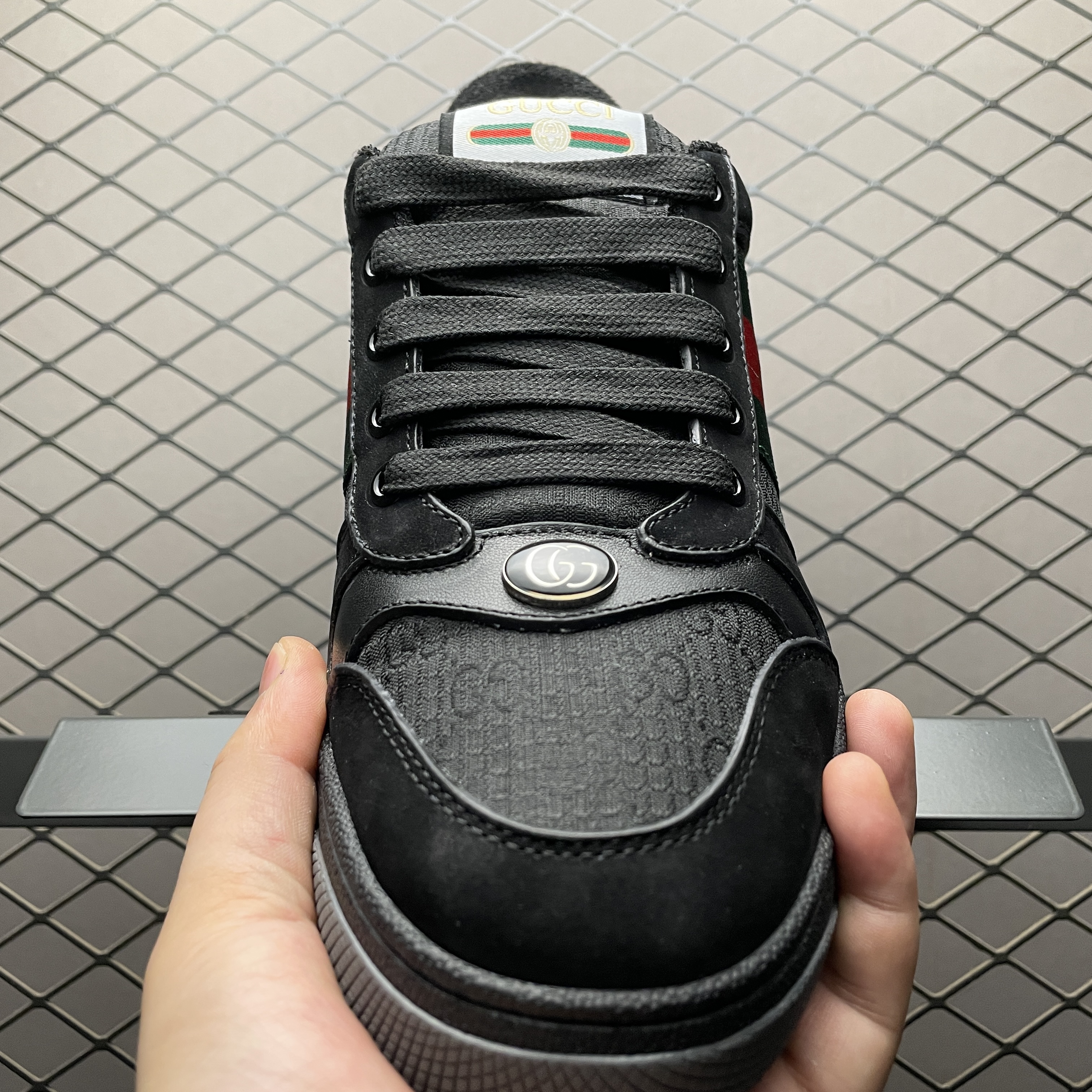 Gucci Men's GG Screener sneaker in black GG canvas（576223FAD941058）