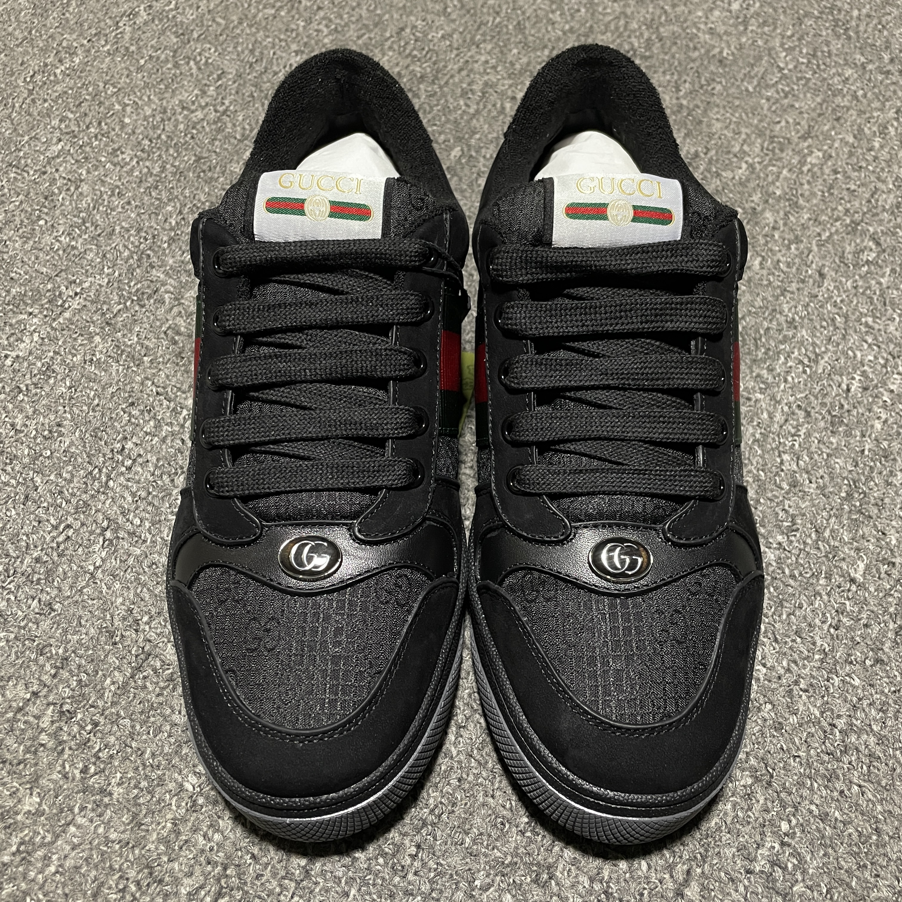 Gucci Men's GG Screener sneaker in black GG canvas（576223FAD941058）