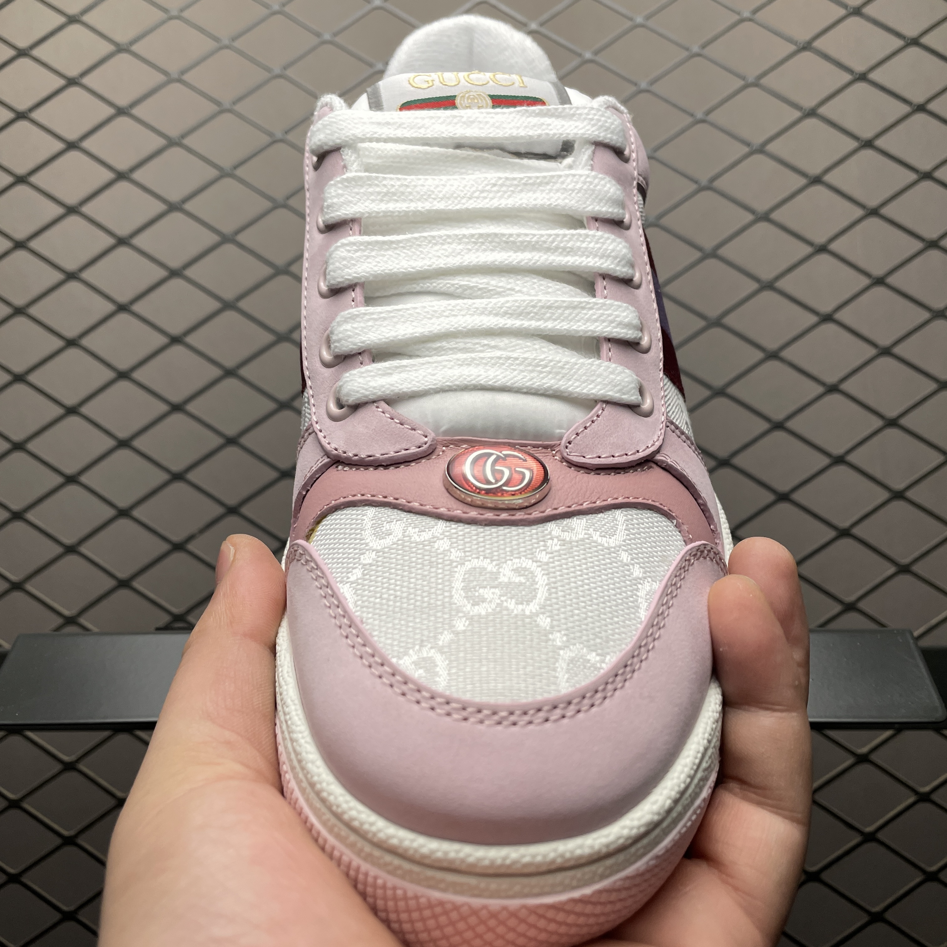 Gucci Screener Low-Top Sneakers 'White Pink'（677423HVKI09090）