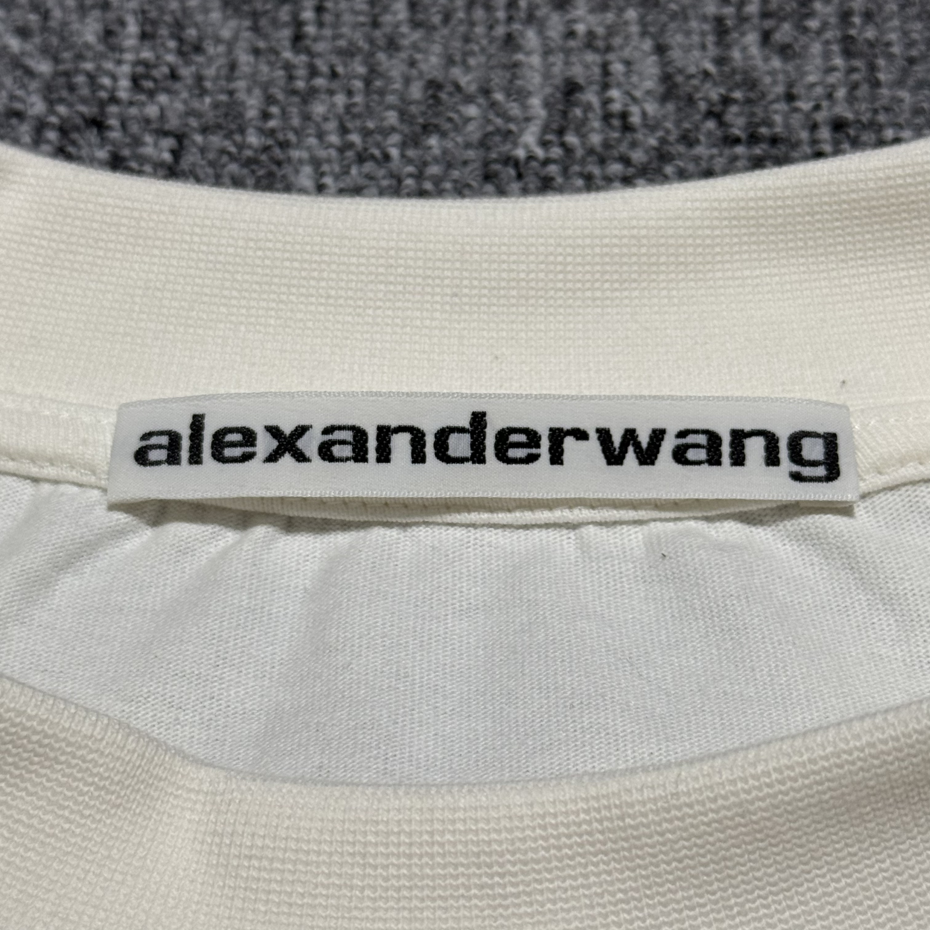 alexanderwang Unisex Logo-Print Cotton T-Shirt  (UCC2251835120-Retro white）