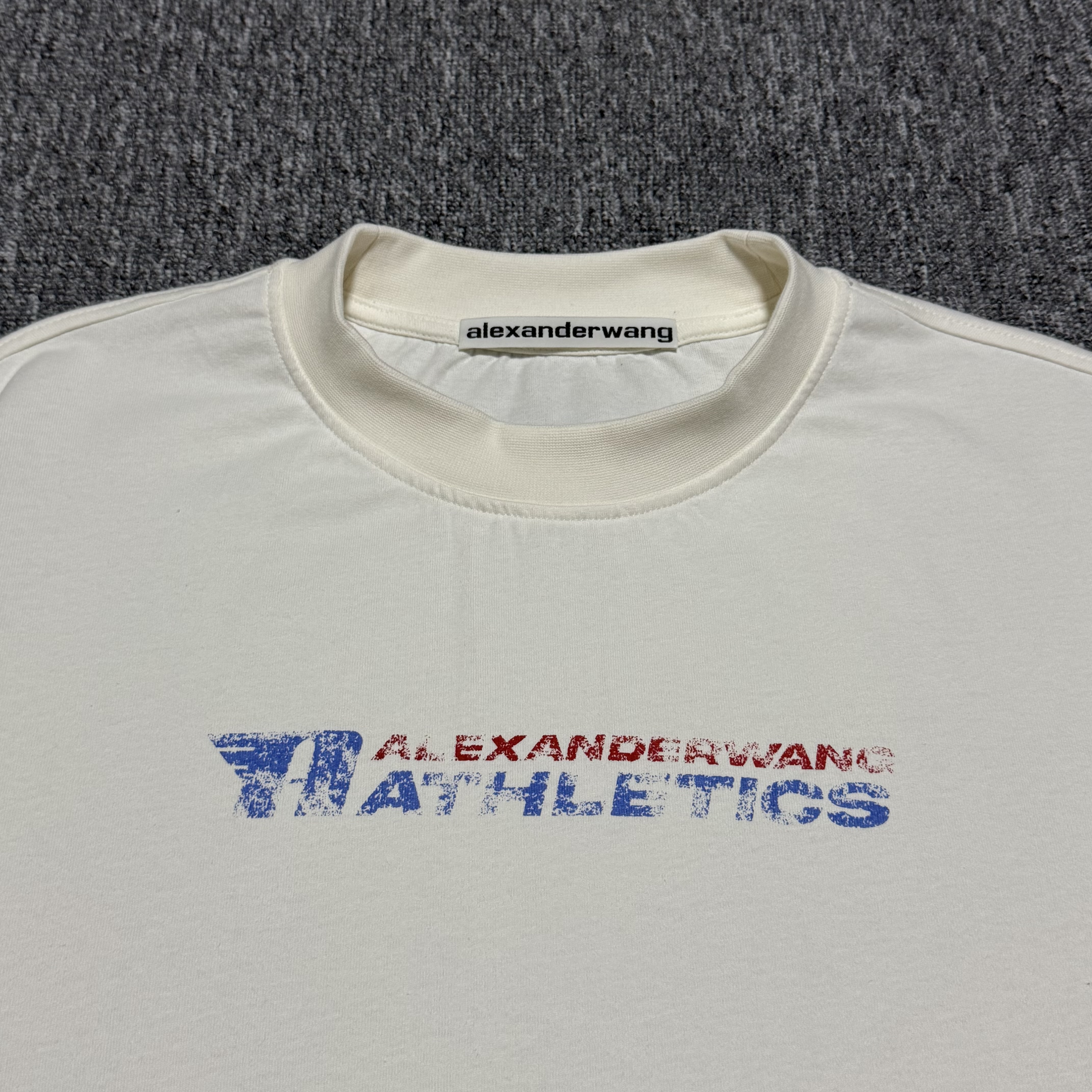 alexanderwang Unisex Logo-Print Cotton T-Shirt  (UCC2251835120-Retro white）